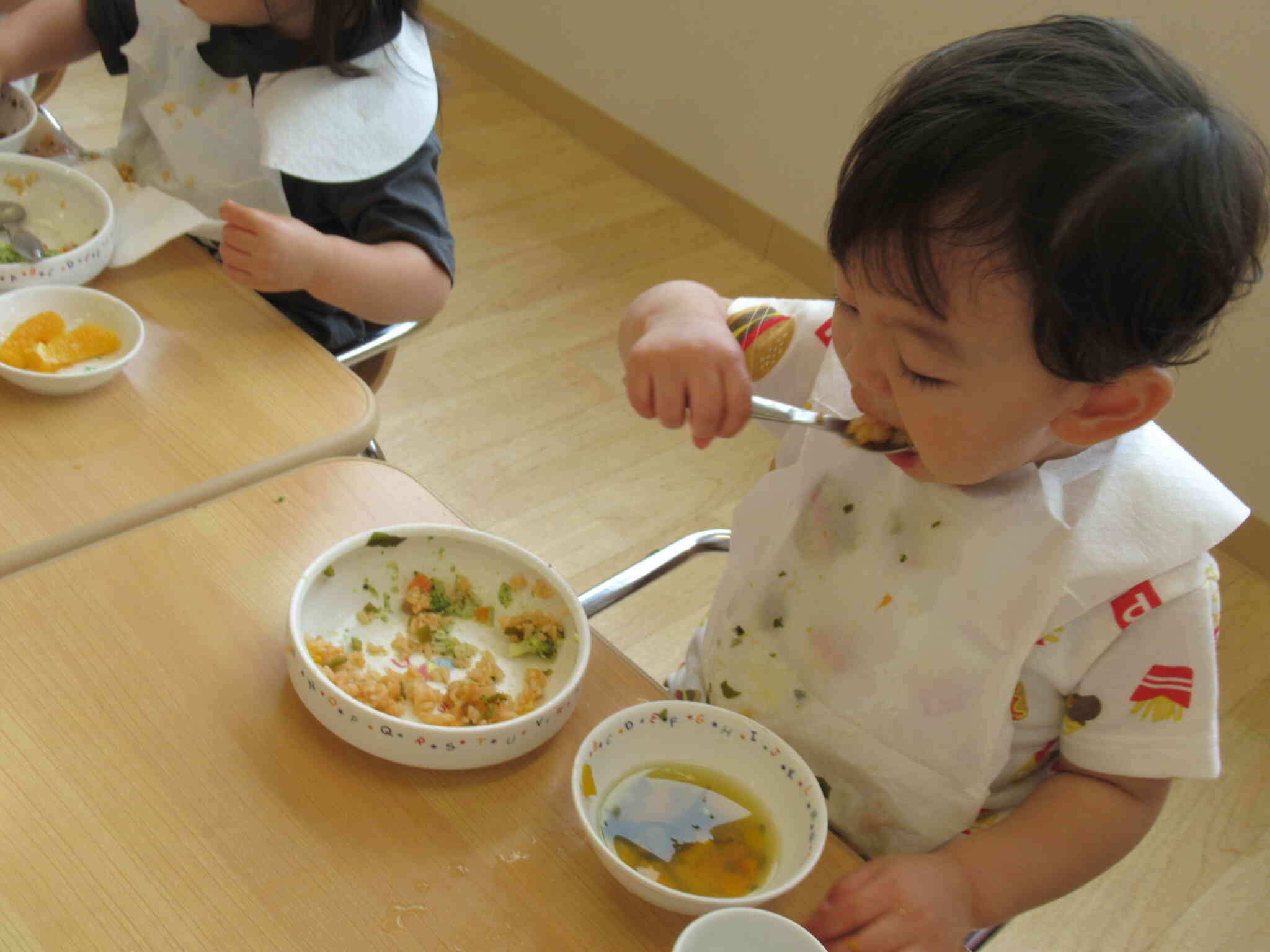 チキンピラフの中にピーマンと玉ねぎが入っていたね