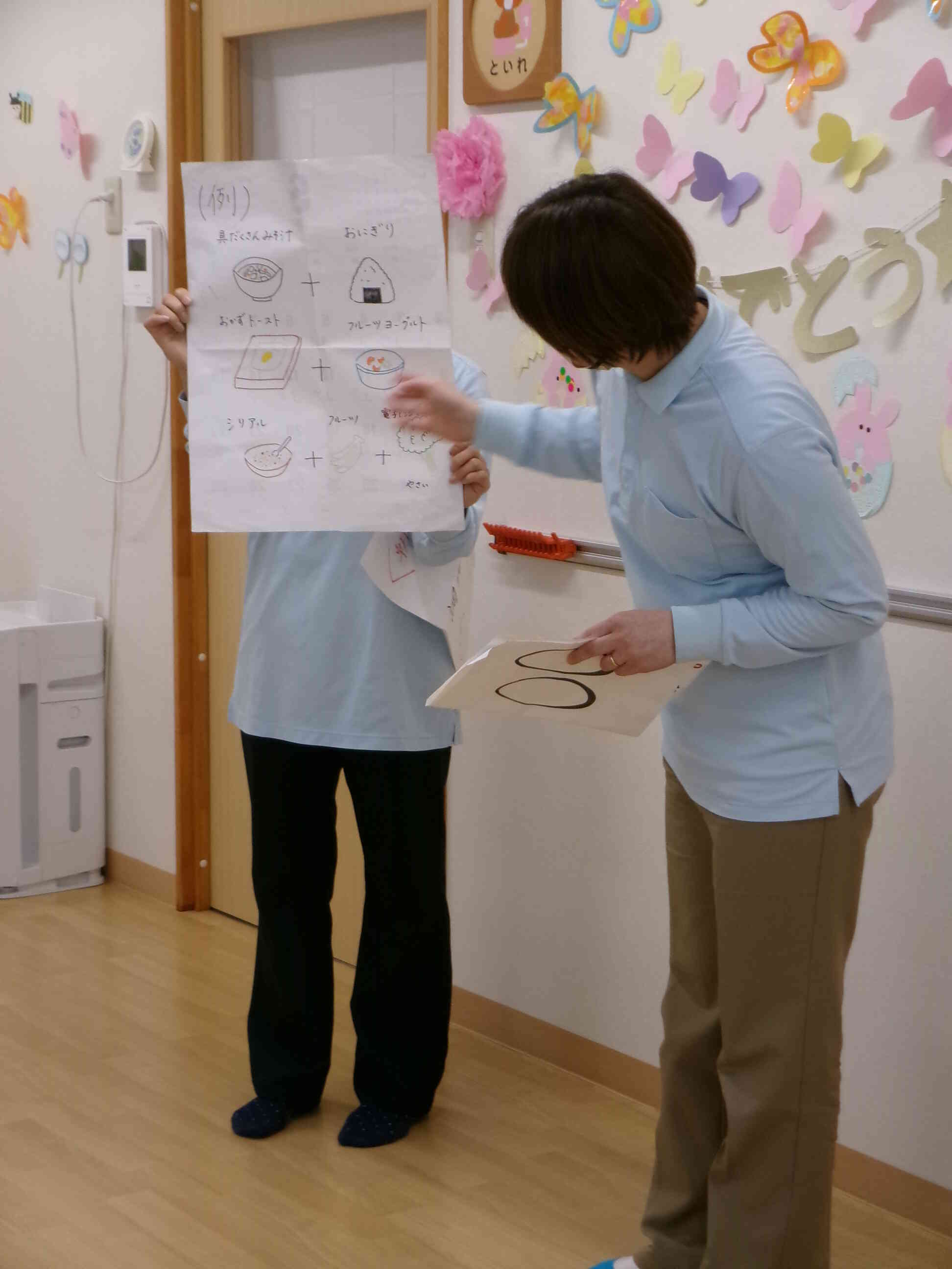 給食室からは朝ごはんについてお話がありました