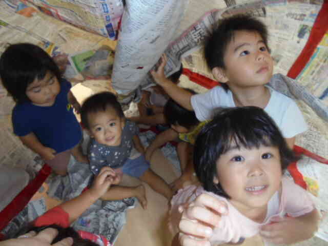 新聞紙で作ったよ！