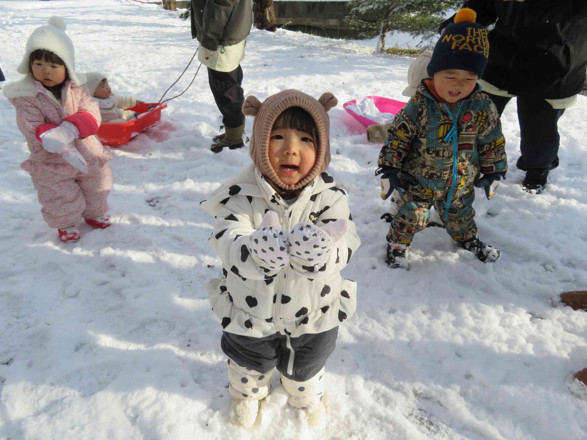 本格的に雪遊びが始まりました！！この冬でもっともっと逞しくなるんだろうな・・・。