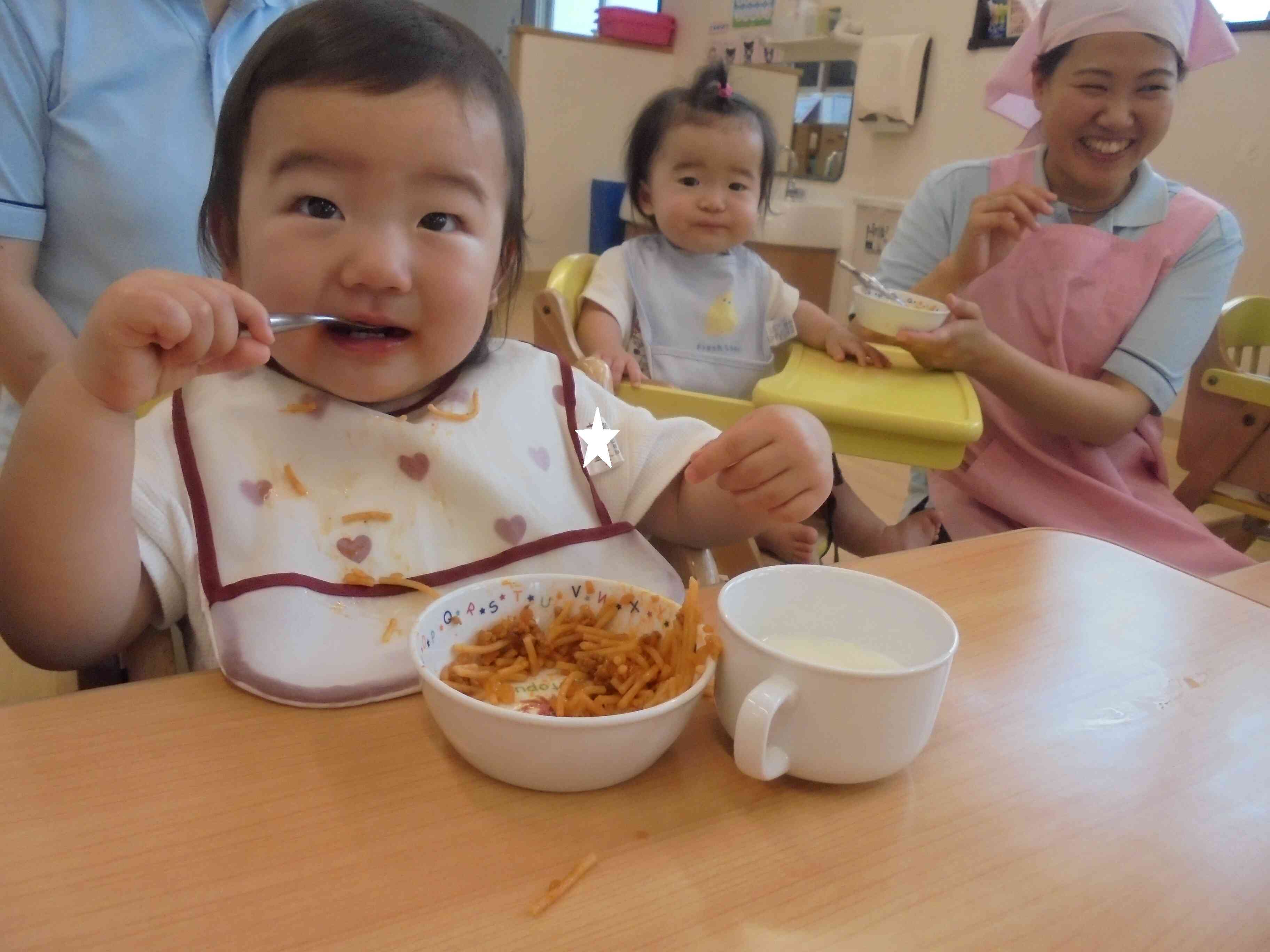 『午後のおやつ』　　　　　　　　　　ミートスパゲティー 美味しいなぁ～