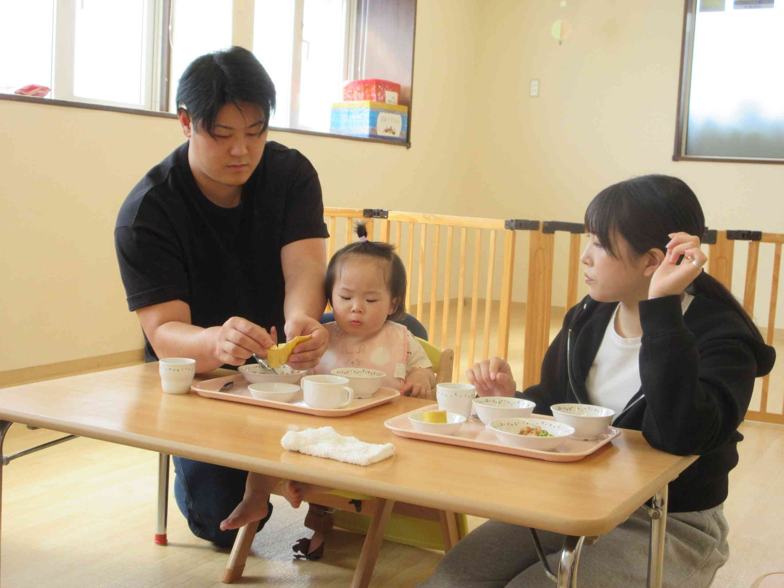 たくさん遊んだあとは給食試食会！
