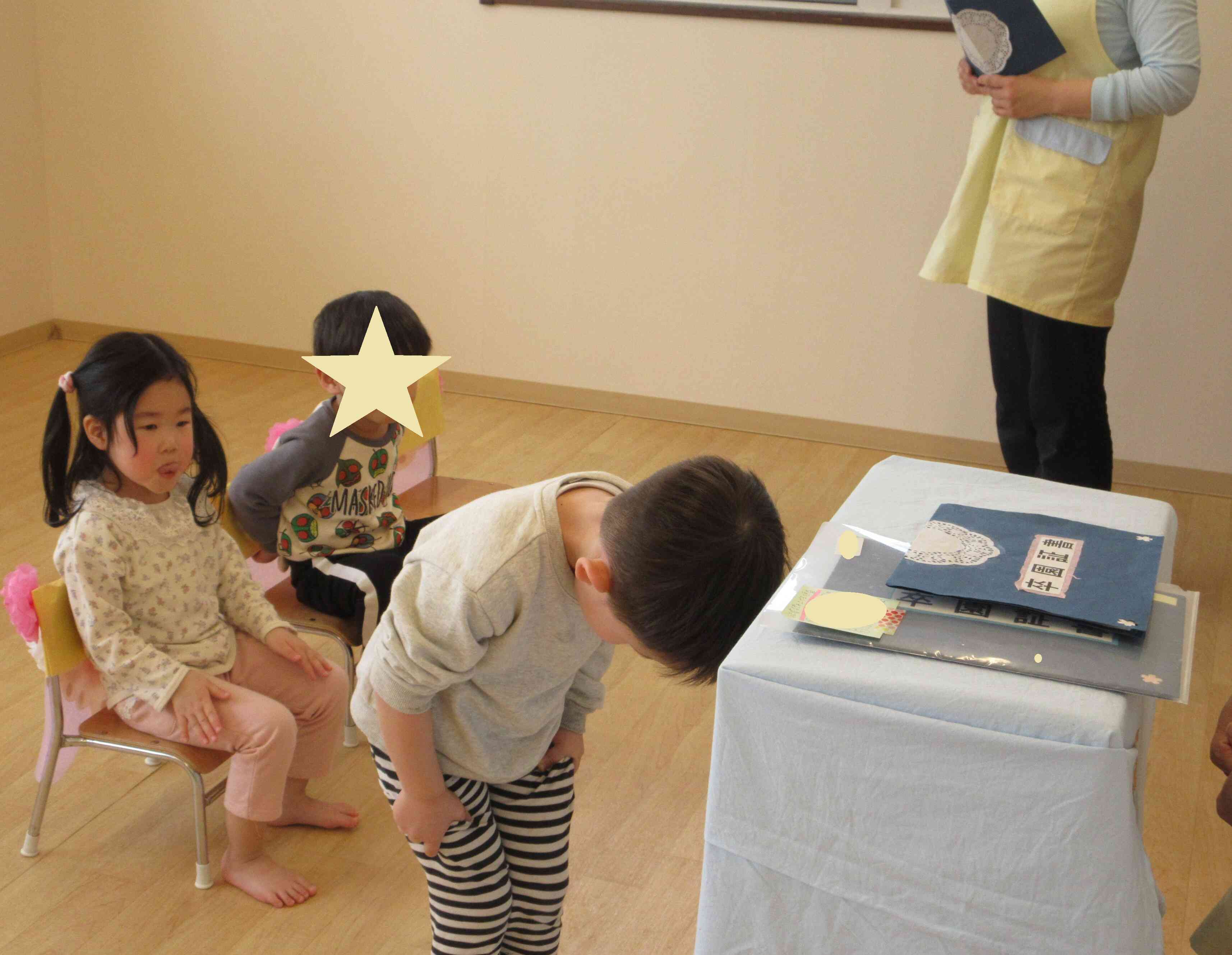 園長先生とお辞儀でご挨拶！