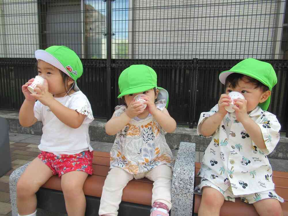 お散歩中の水分補給