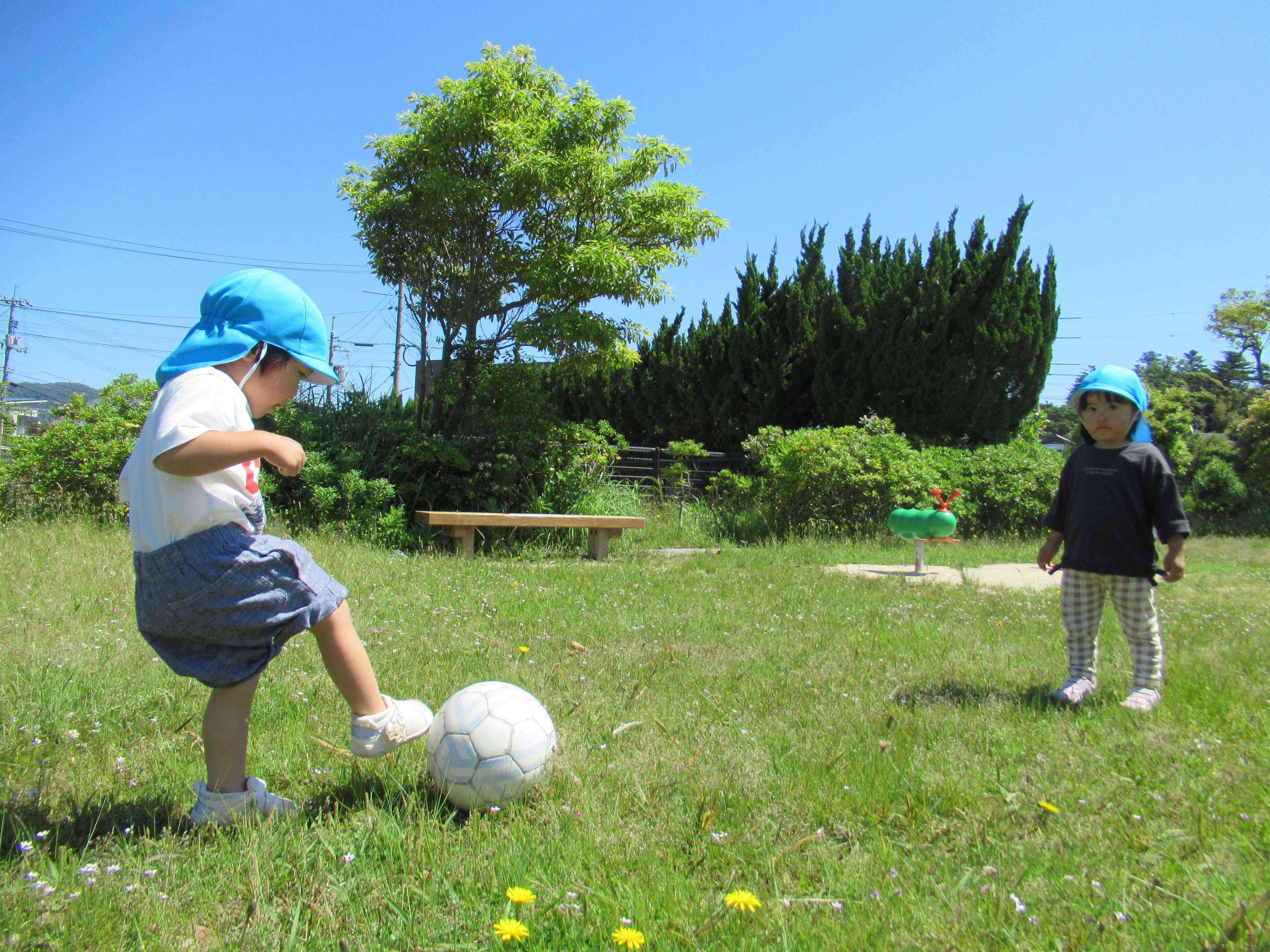 公園で遊んだよ