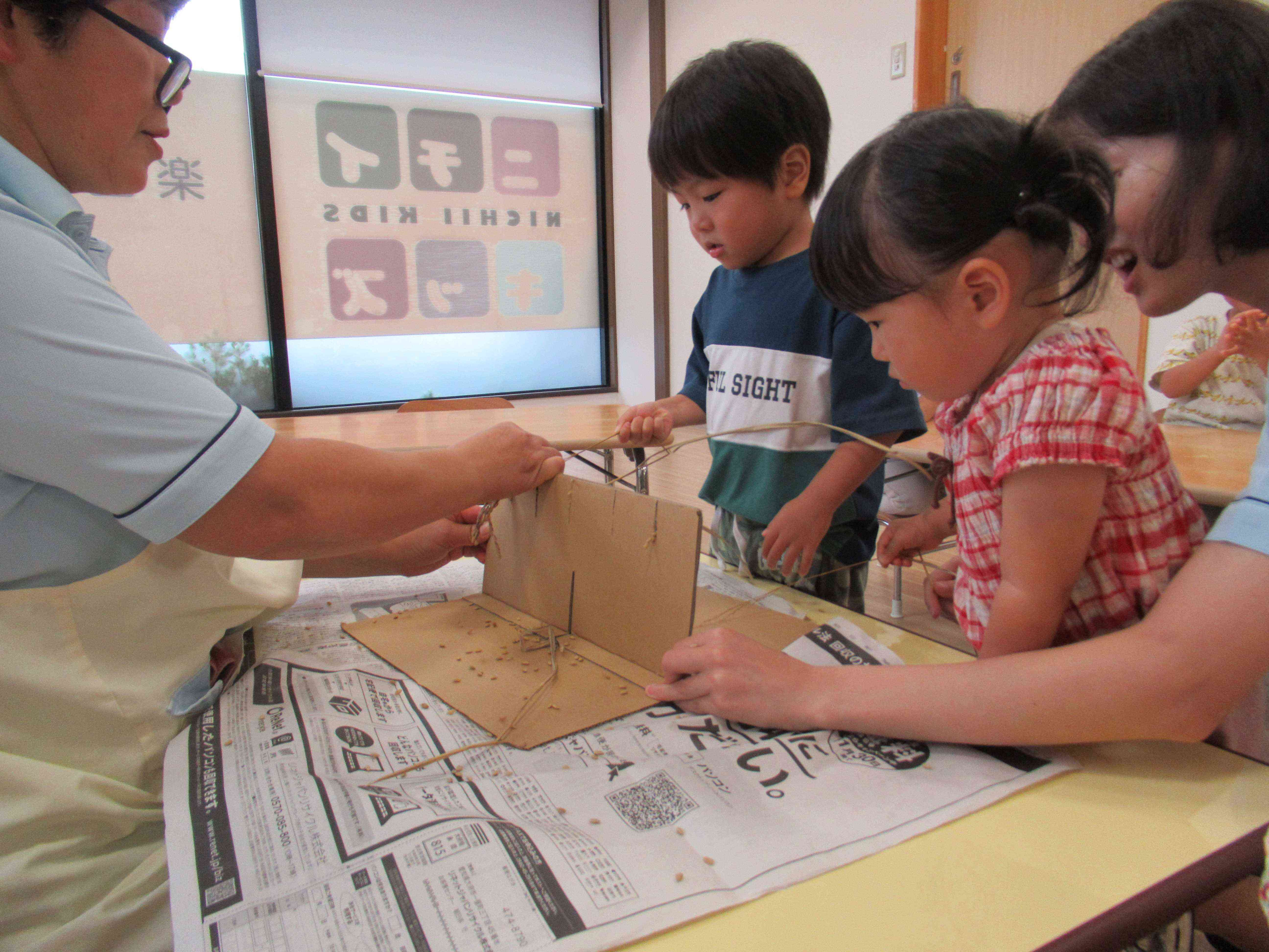 脱穀を体験してみたよ