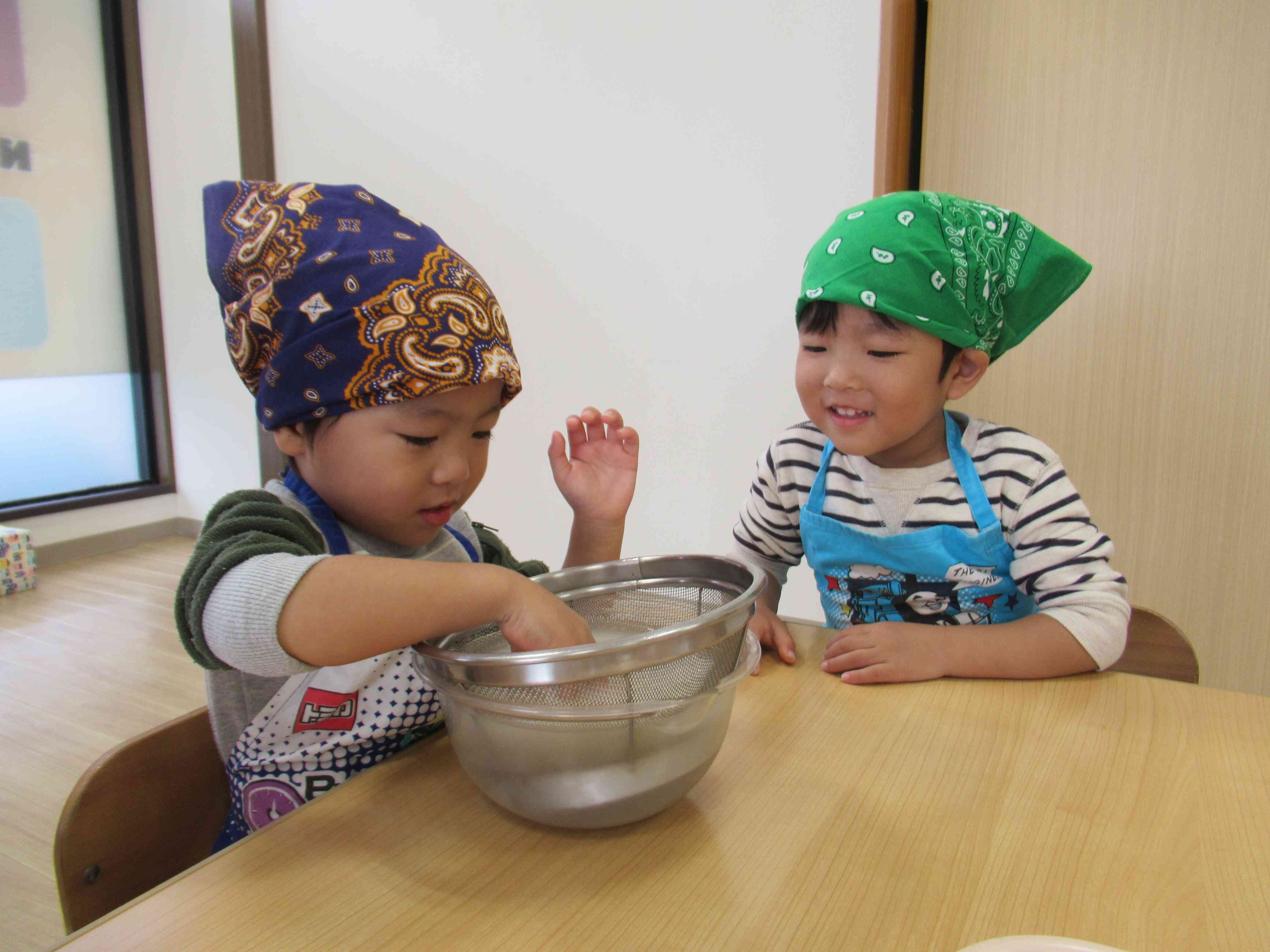 お米を洗ったよ