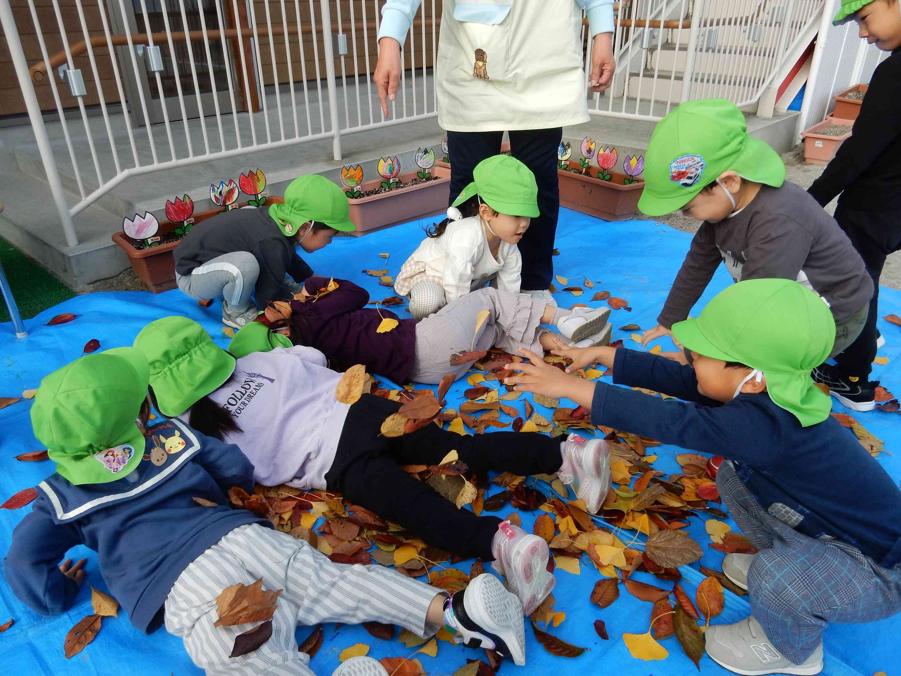 葉っぱのお布団だよ！