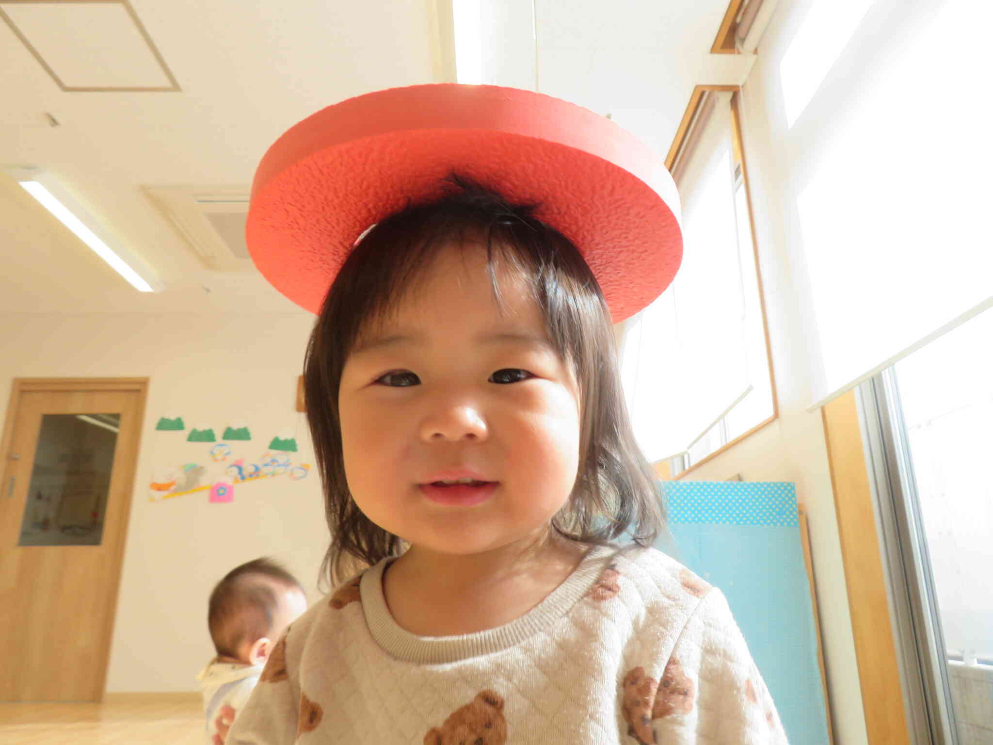 見てみて～頭に乗ったよ！