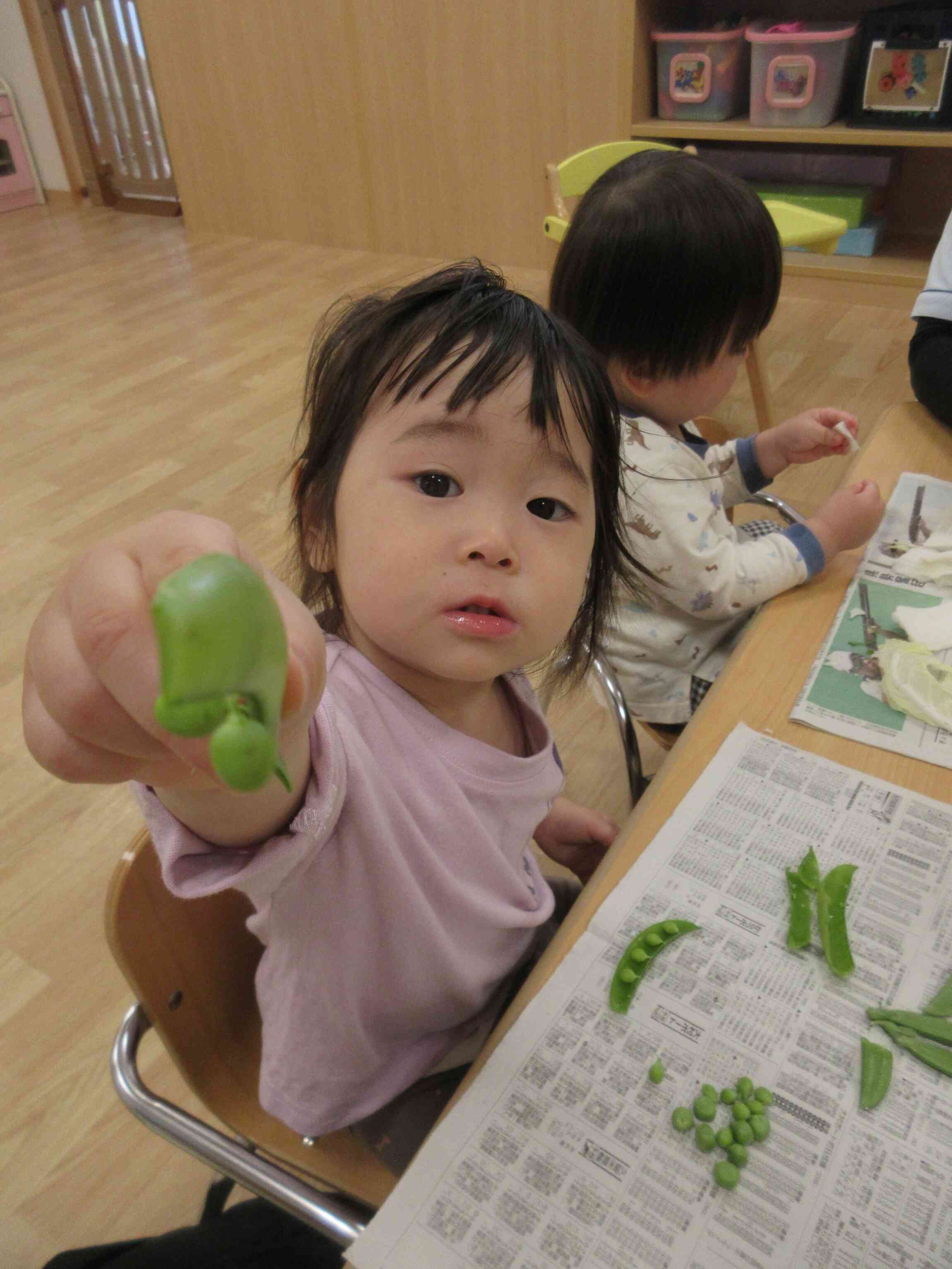 なかからお豆が出てきたことを教えてくれました♪