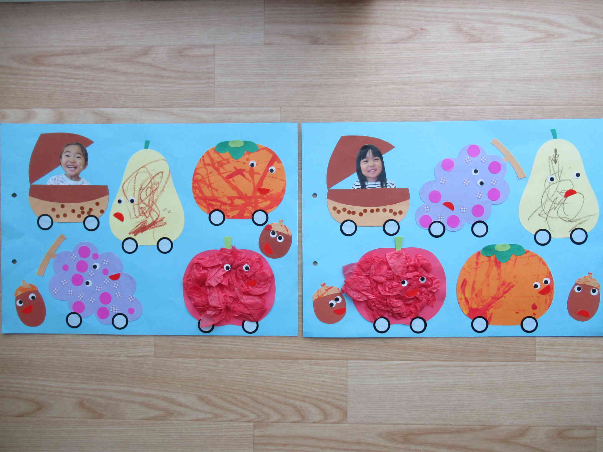 かわいいくだもの列車が完成しました☆
