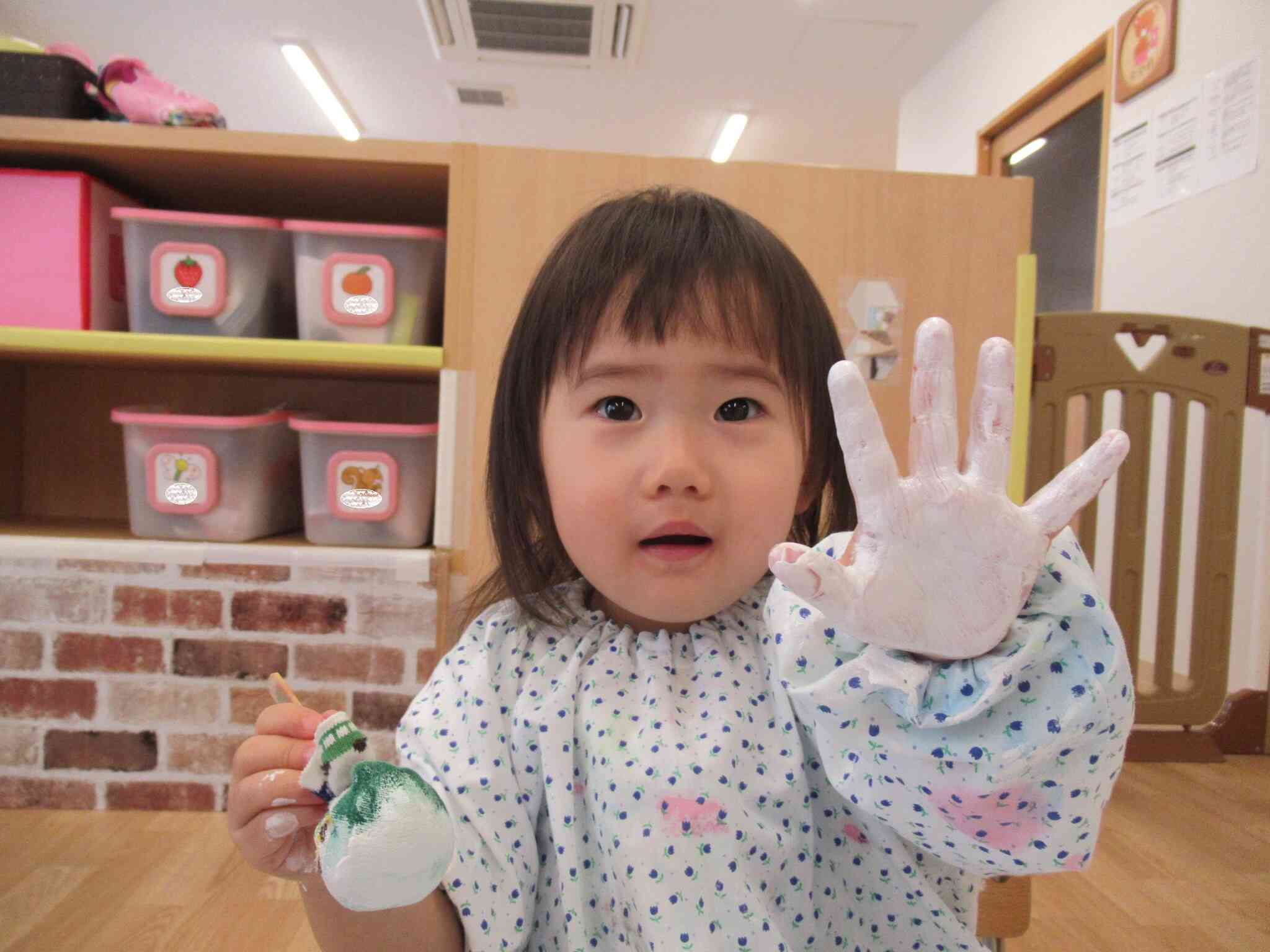 手も真っ白になっちゃった！