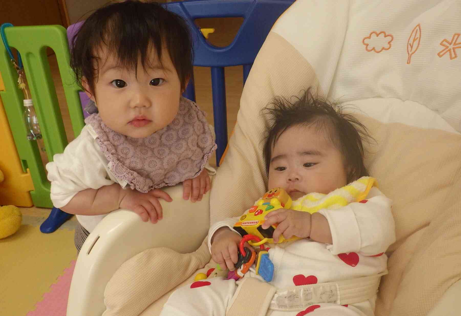 新しいお友だちに興味津々！