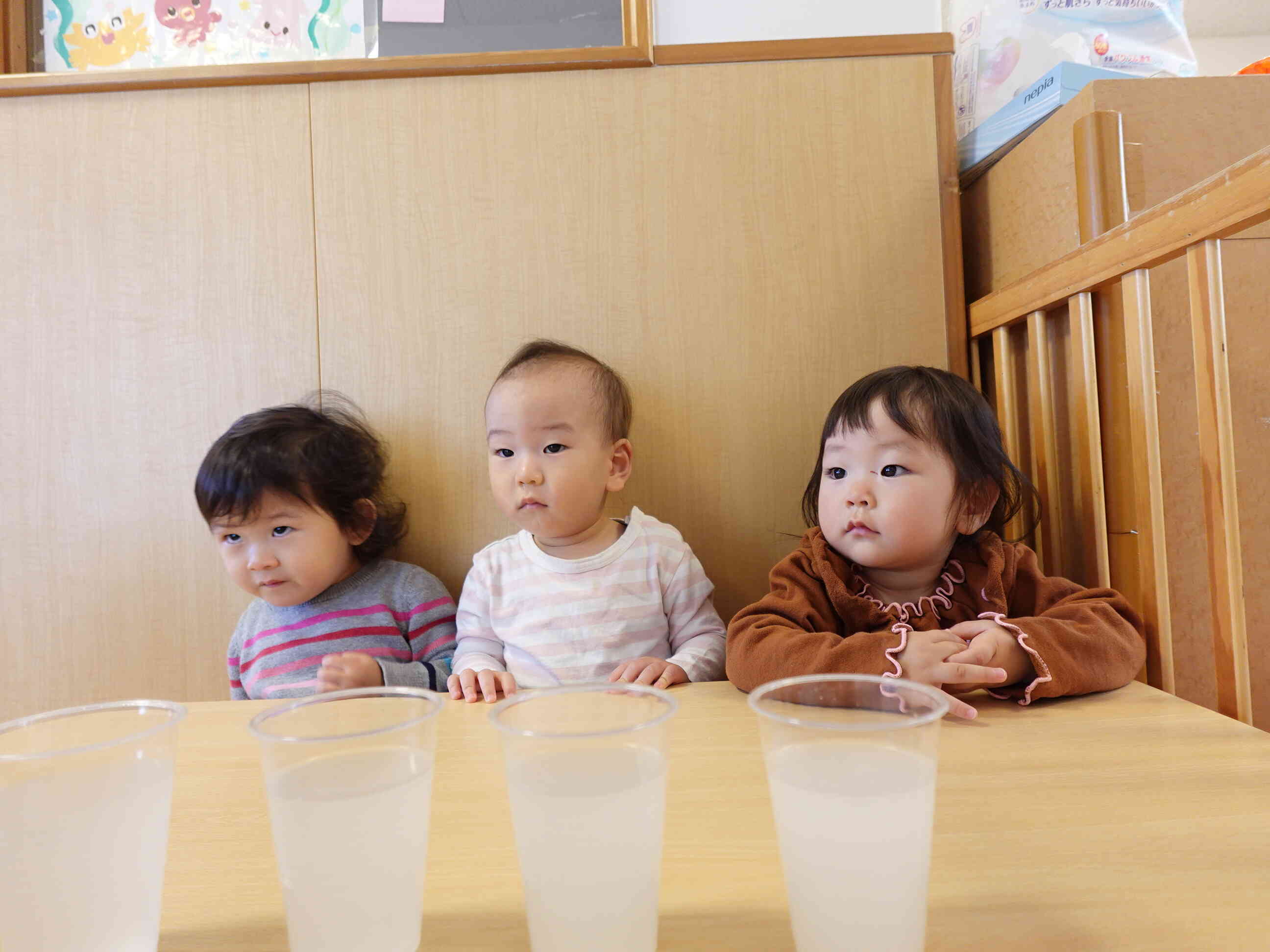 お水の色が変わったね！