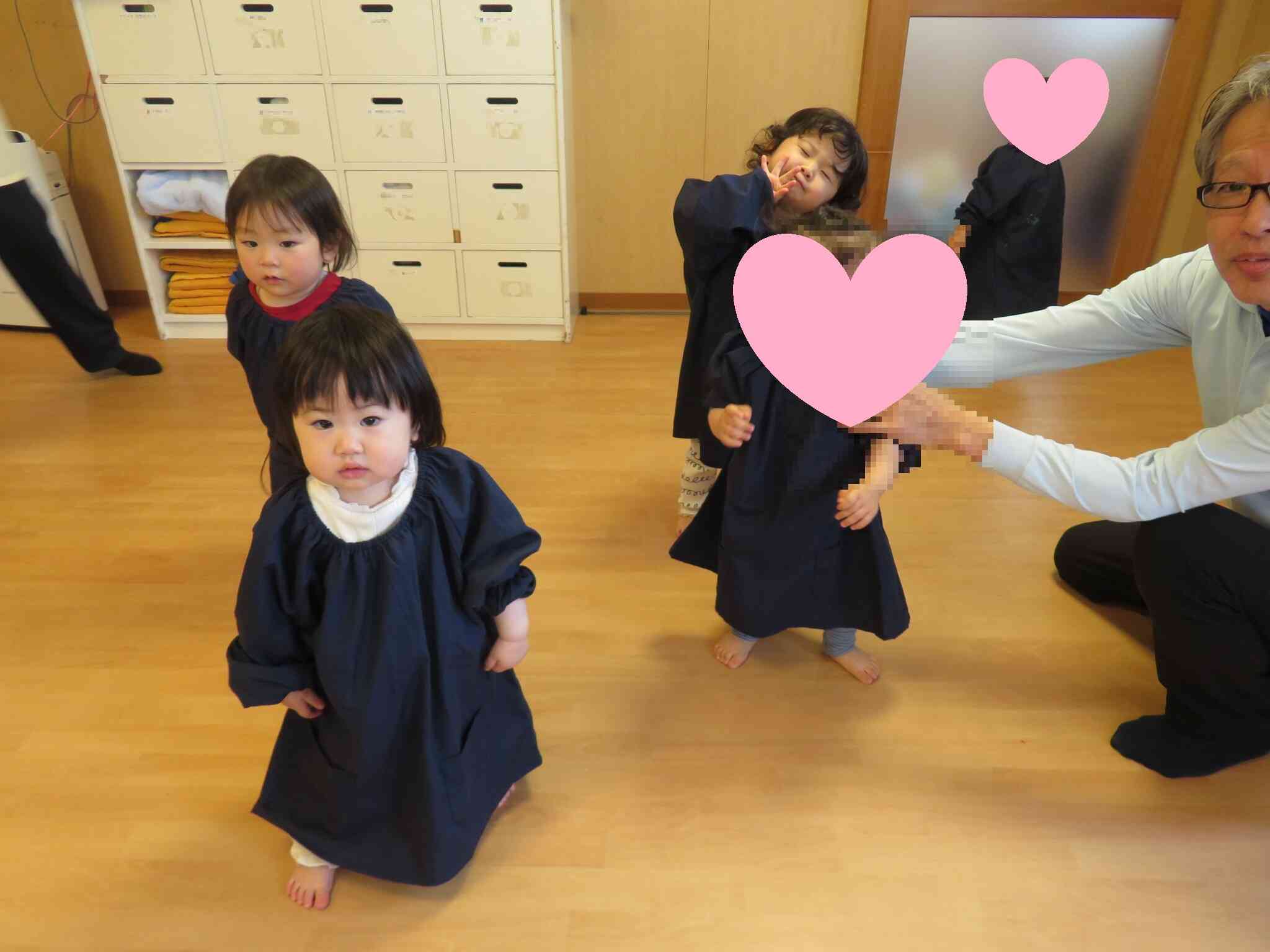 スモックを着て準備万端！