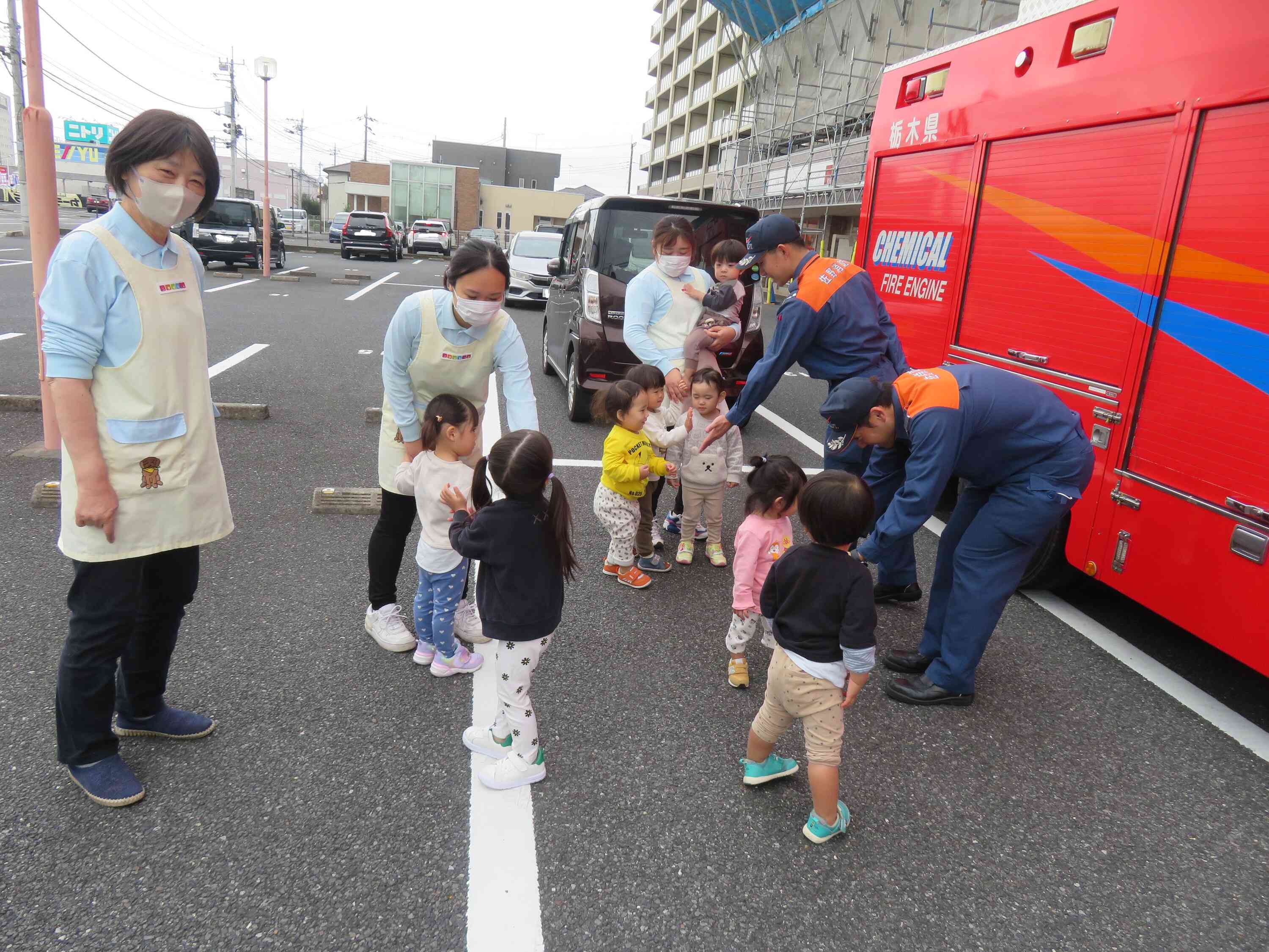 避難訓練に消防車が来ました！