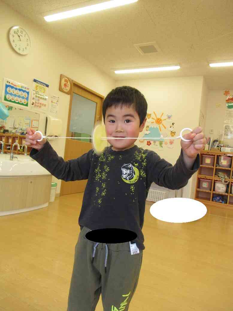 ぶんぶんゴマにも挑戦したよ！うまく回ったね♡(りす組さん)