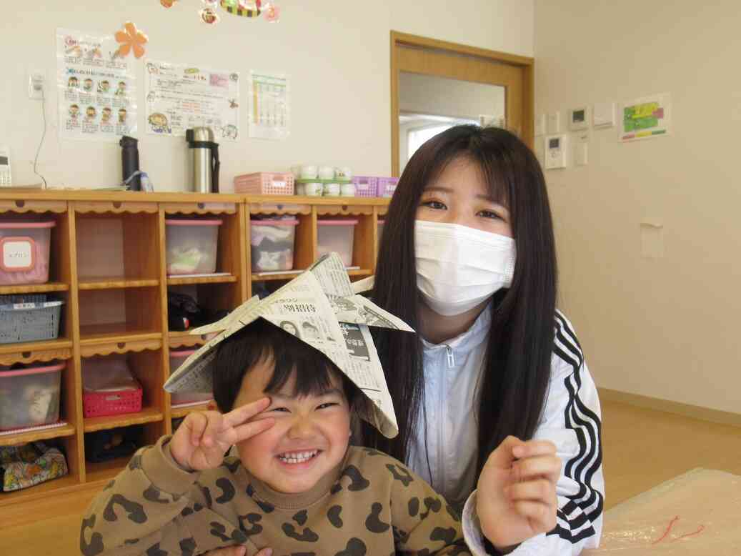 新聞紙兜だよ！