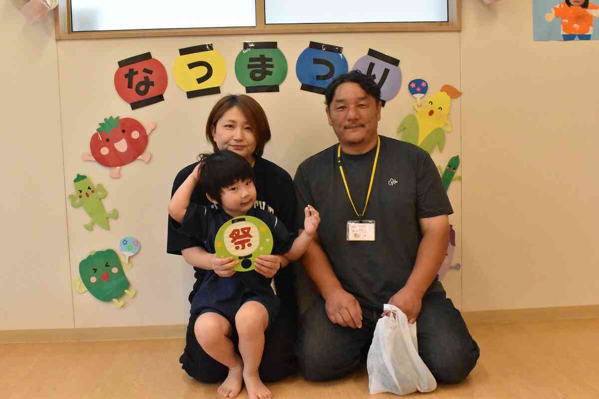 夏祭り畑の前で！
