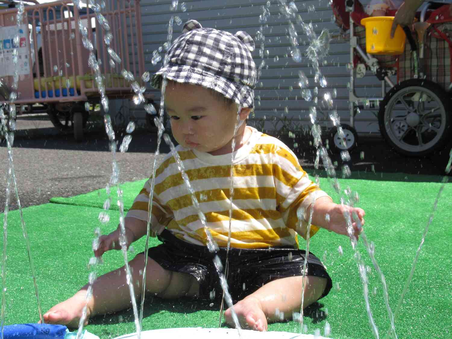 楽しいな、初めての水遊び♫