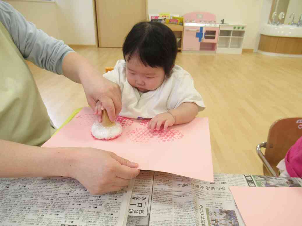 先生と一緒にスタンプしたよ♪