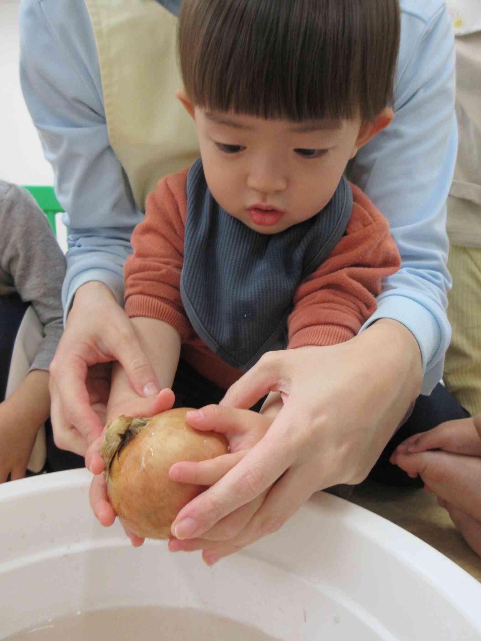 玉ねぎをごしごししています！！