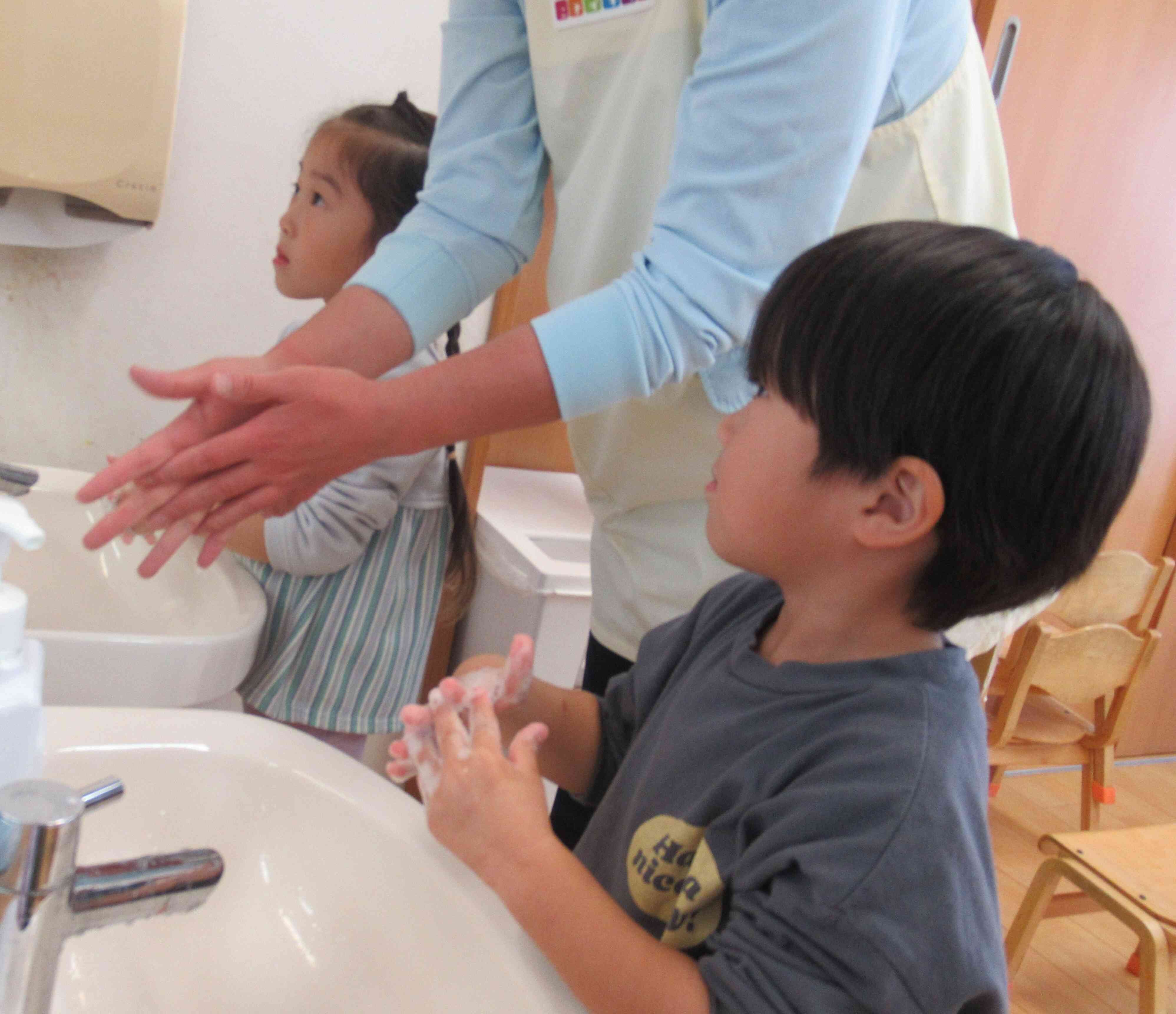 手洗いの正しいやり方も教えてもらったよ