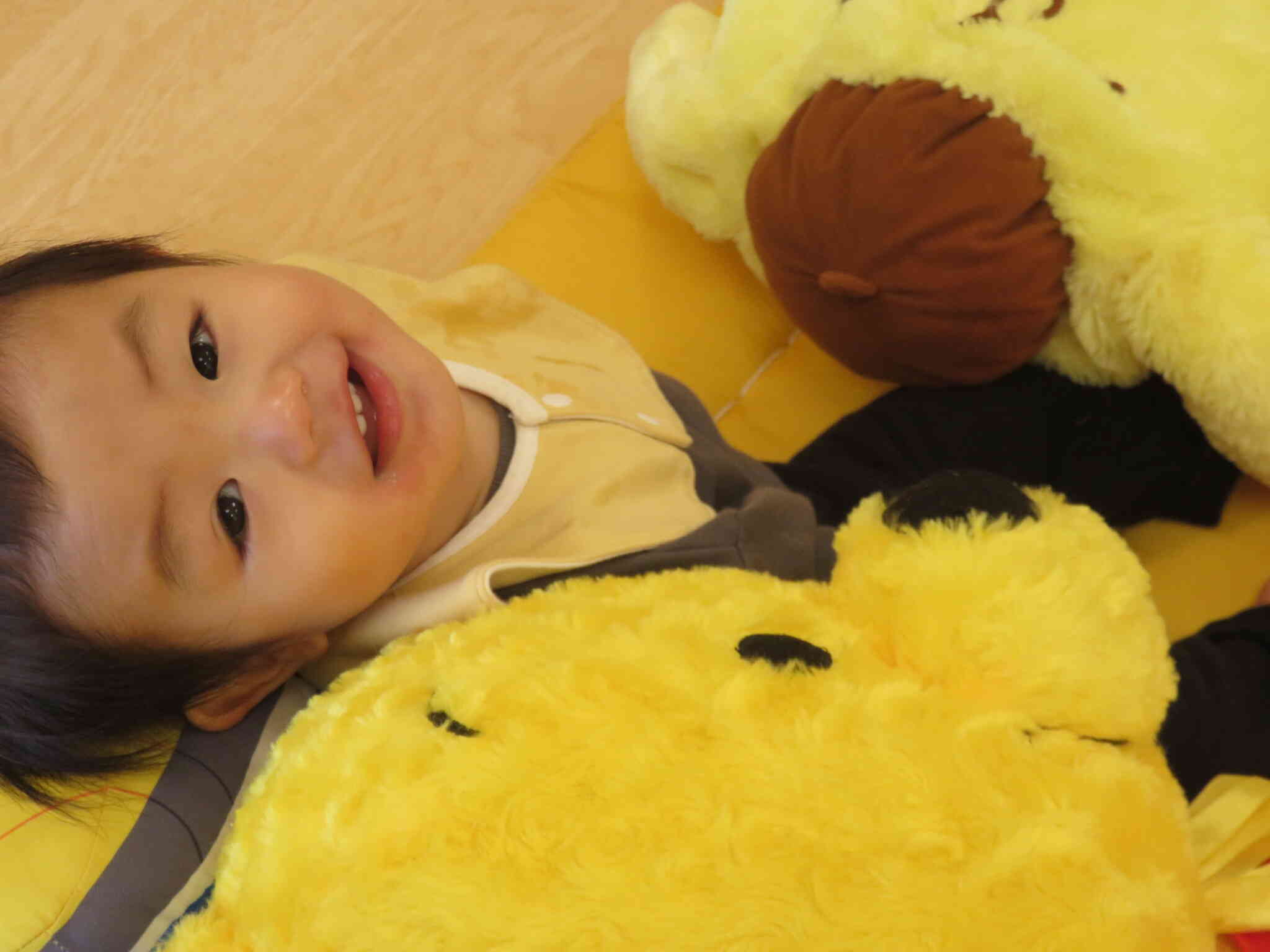 ぬいぐるみの側でひと休み