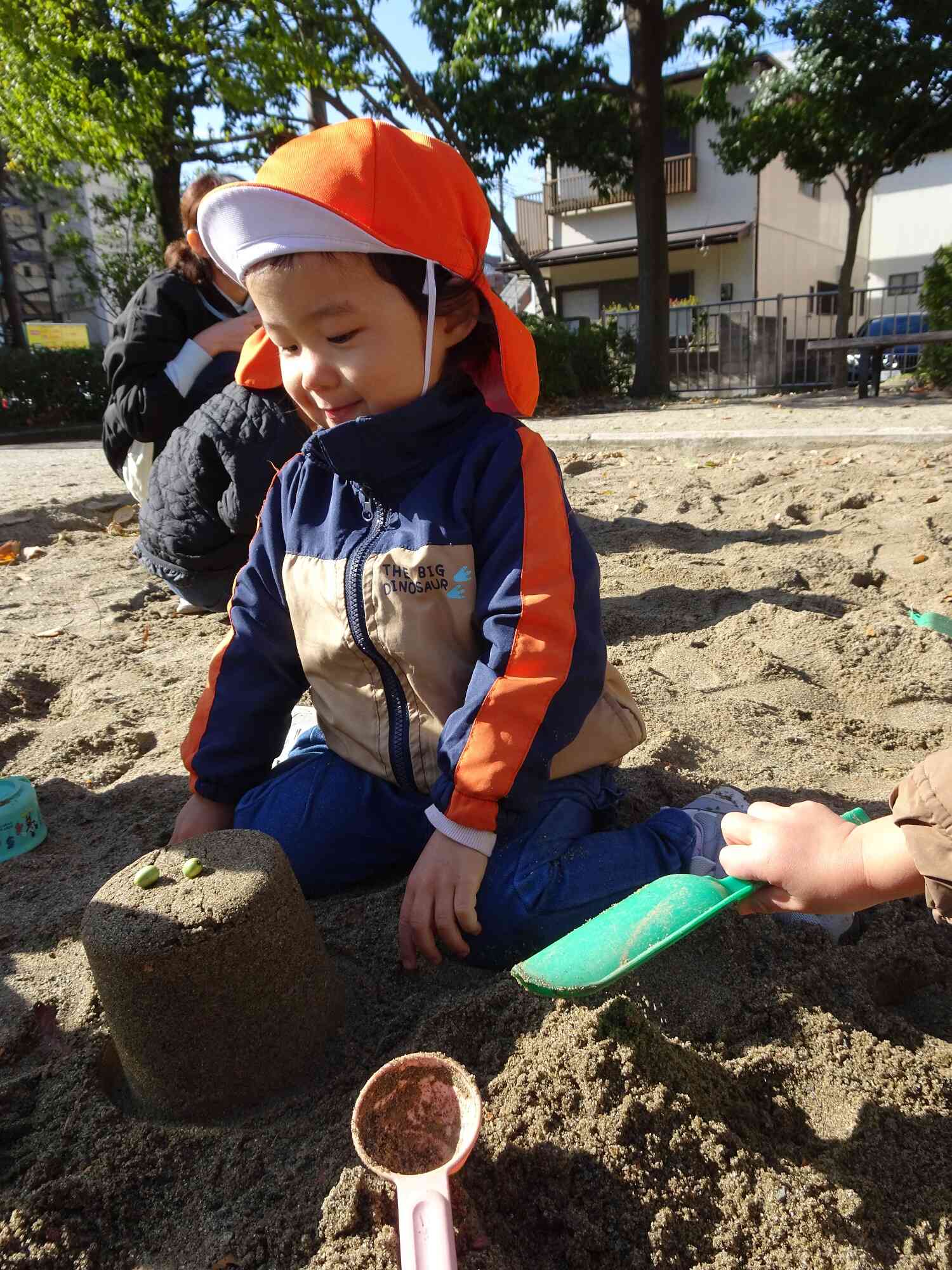 拾った木の実でおままごと