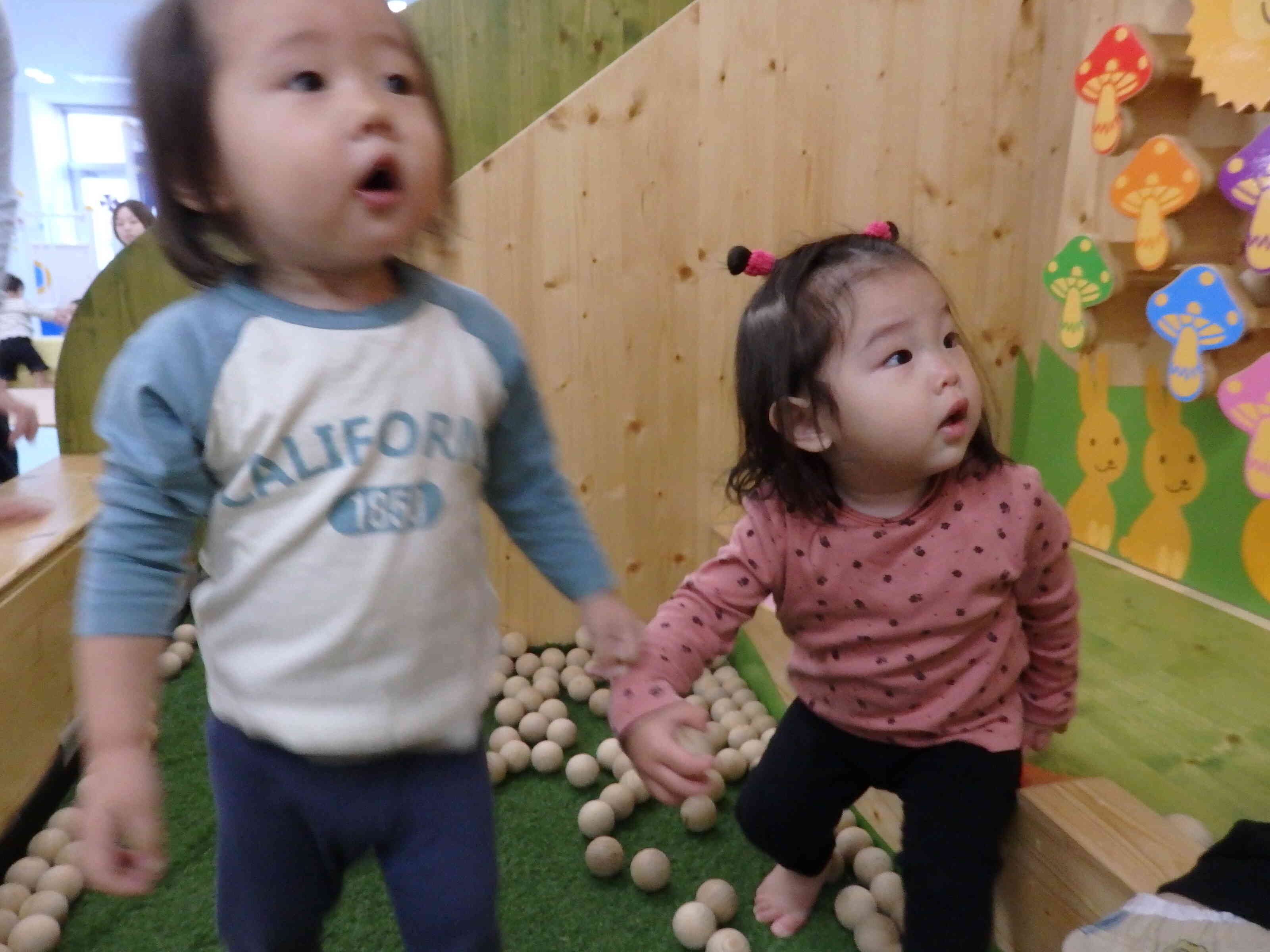 木の遊具があったよ！