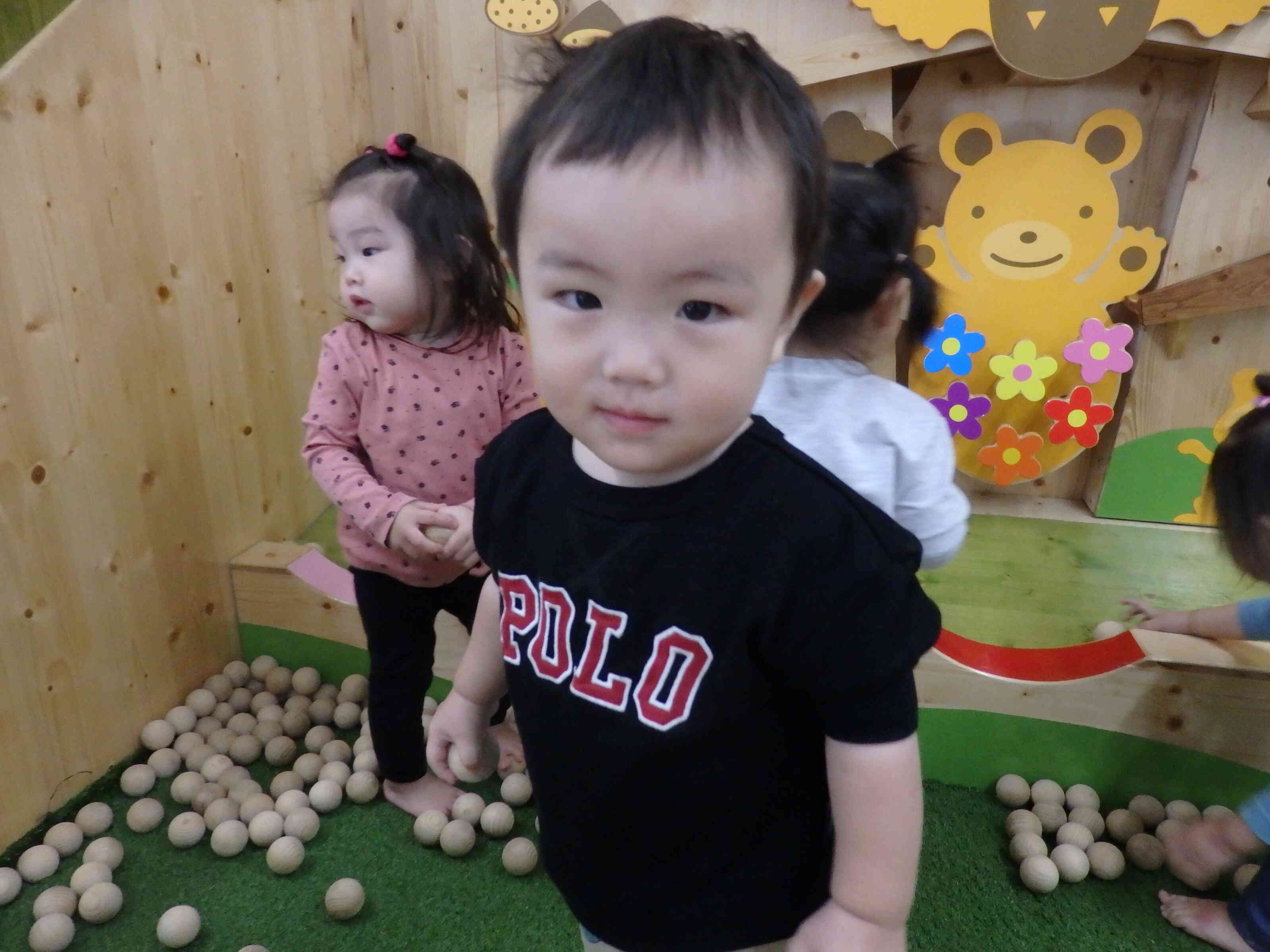 たくさん木のボールがあるね♪