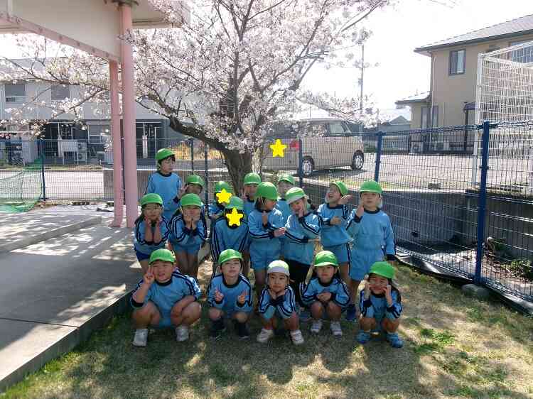 桜の下で集合写真を撮ったよ！