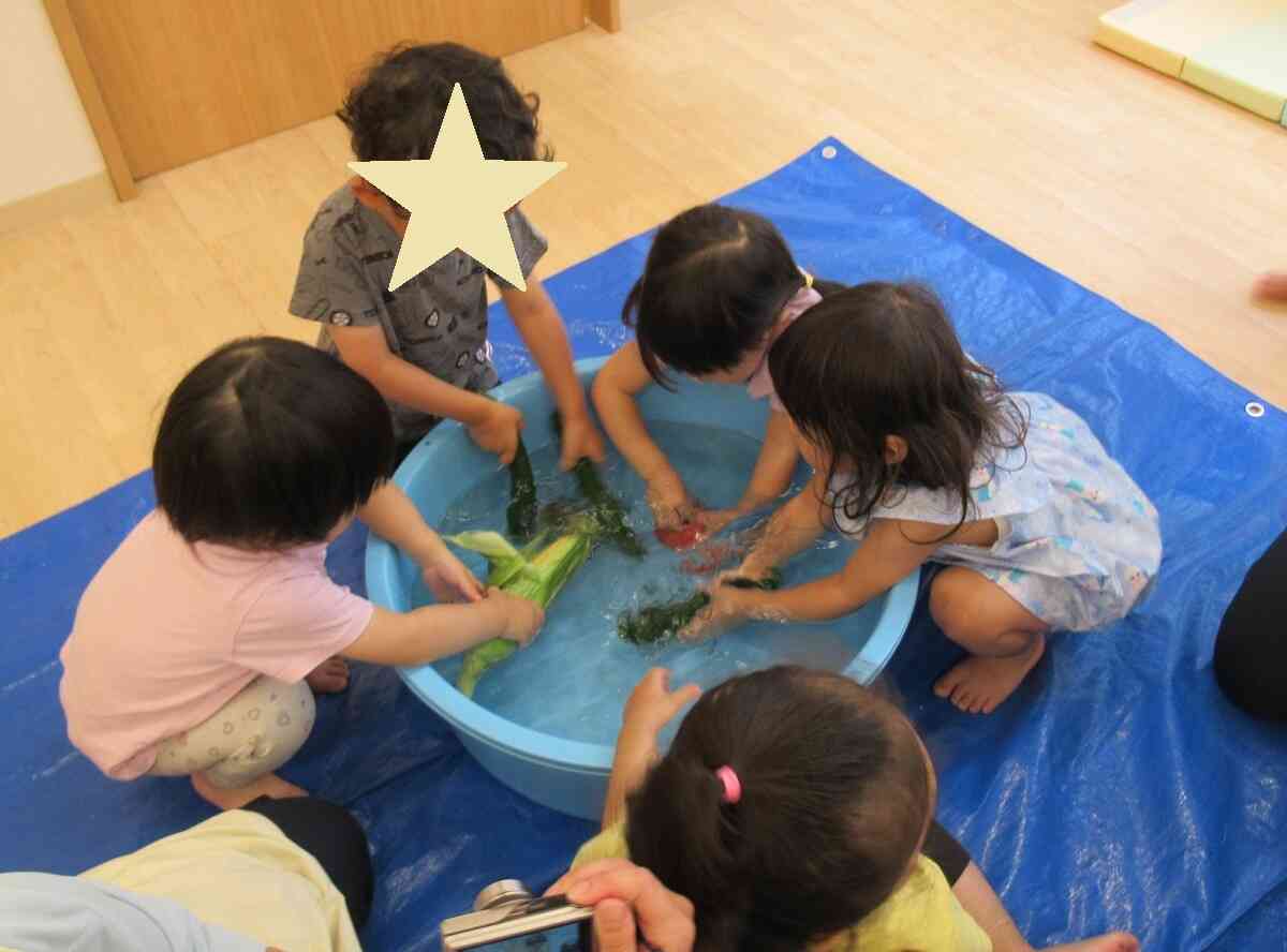 お野菜をお水で洗ってみよう！