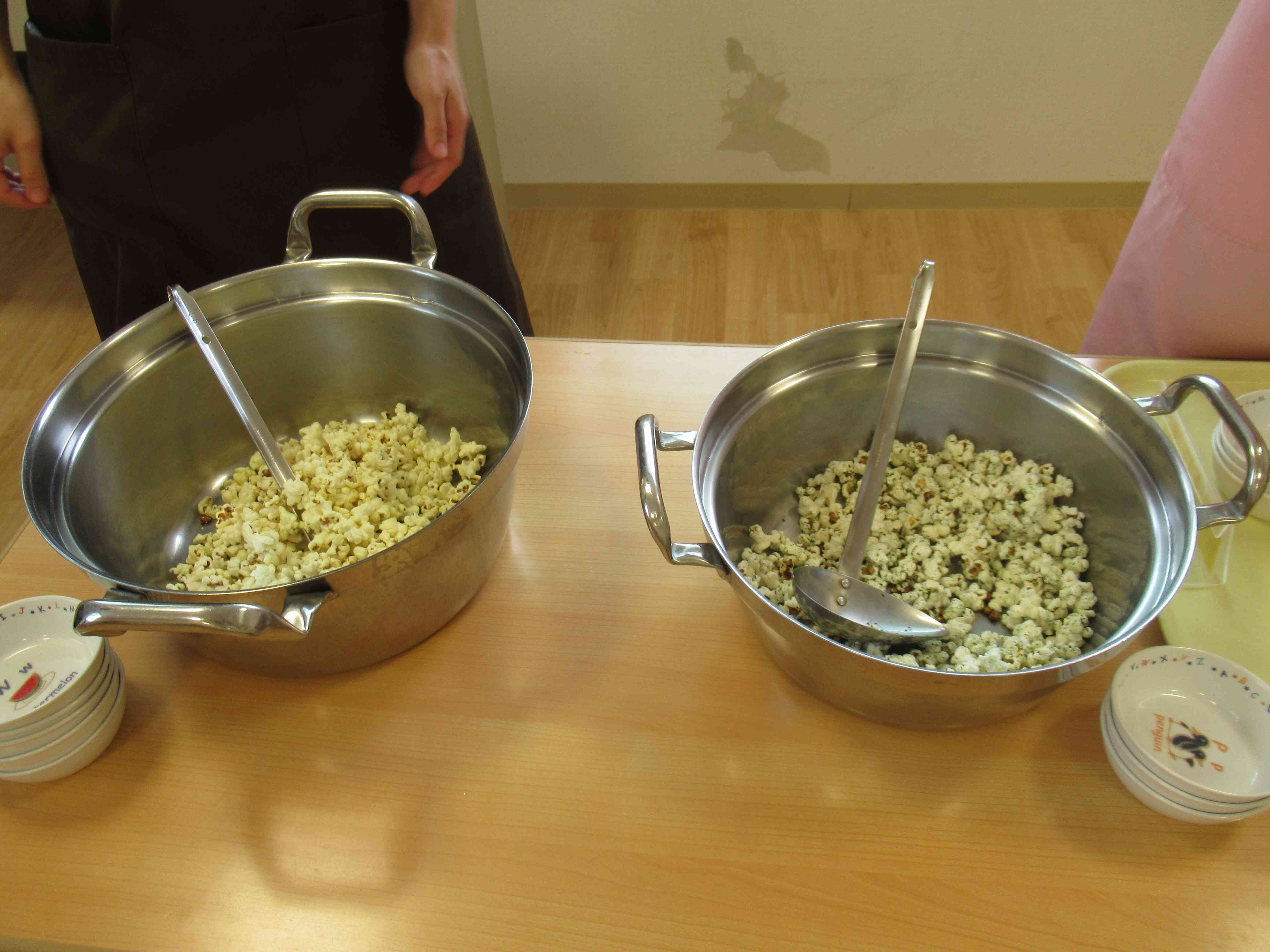 美味しいポップコーンの出来上がり～。