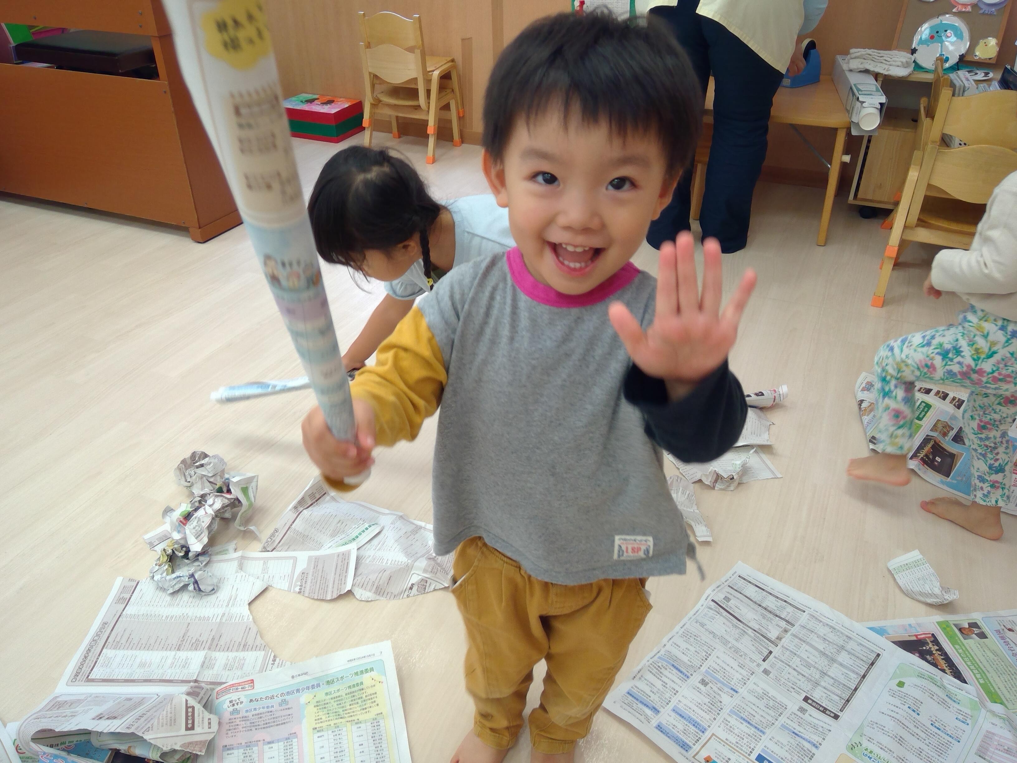 見て見て！長い棒を作ったよ！
