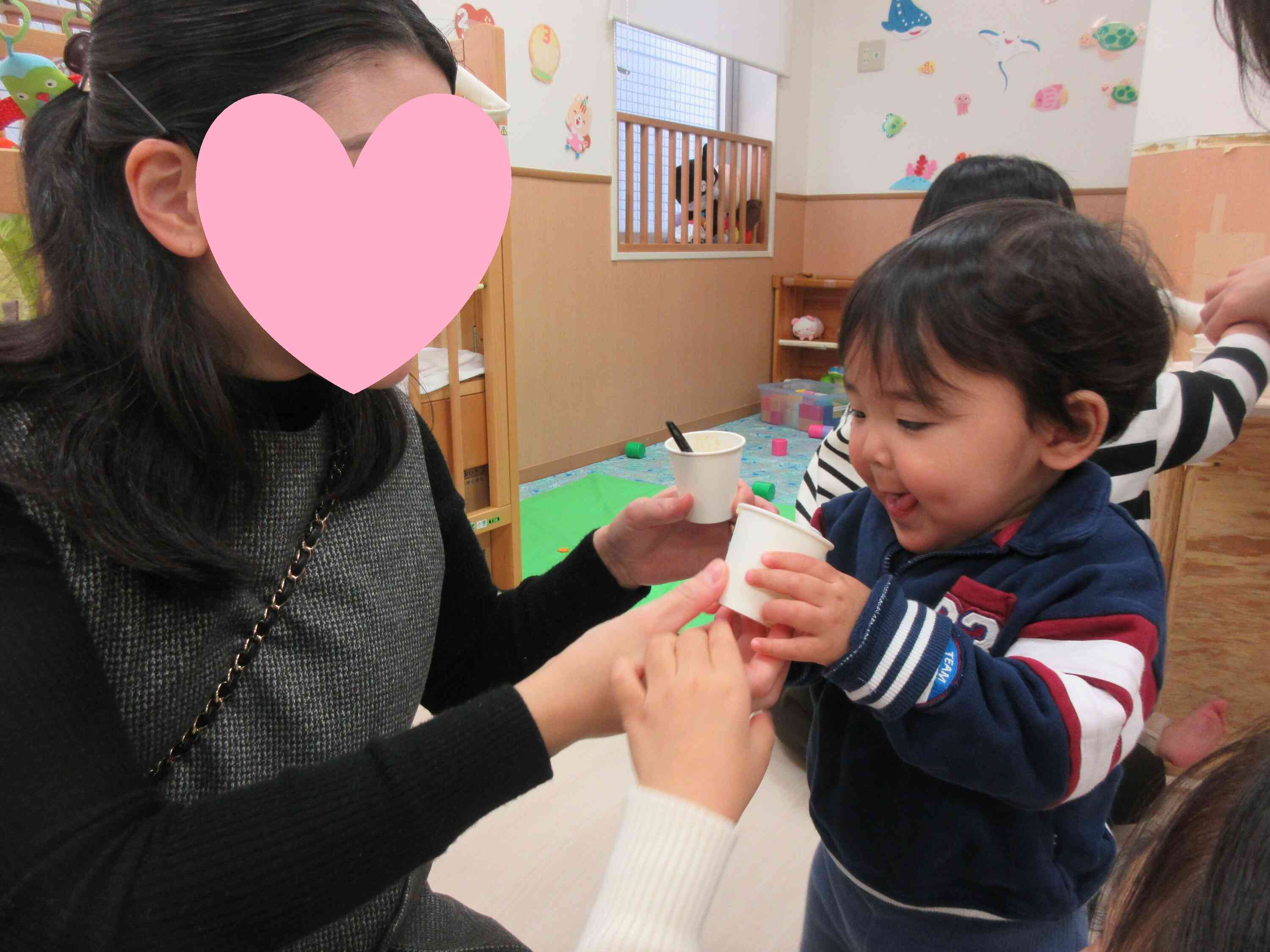 給食試食会もありました。チキンライスおいしいね！