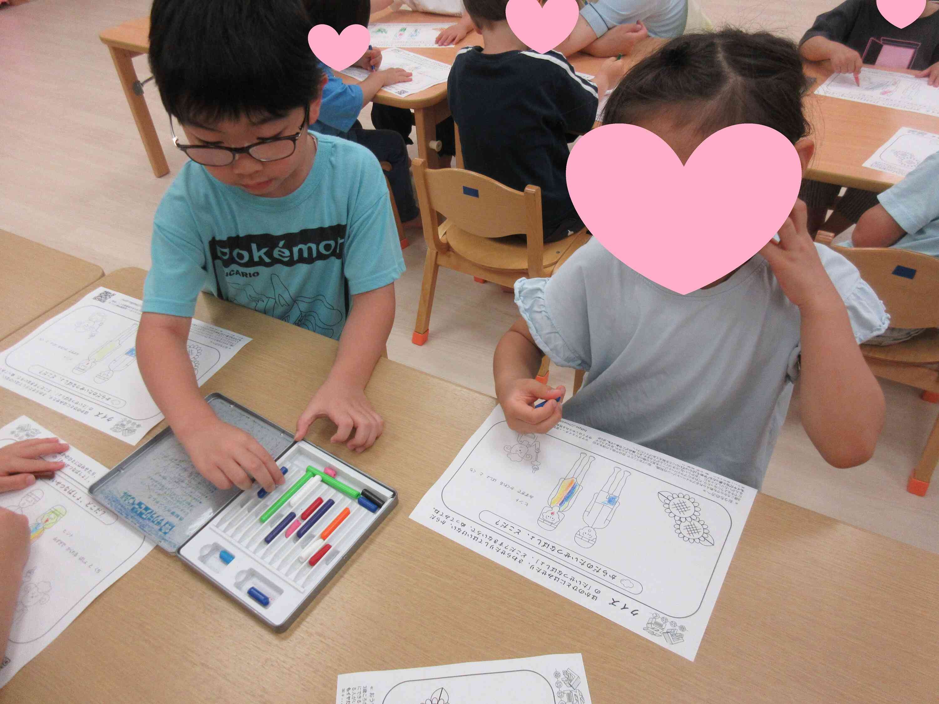 絵本を読んだあと、自分がだいじだと思うからだの部分をぬり絵してもらいました！