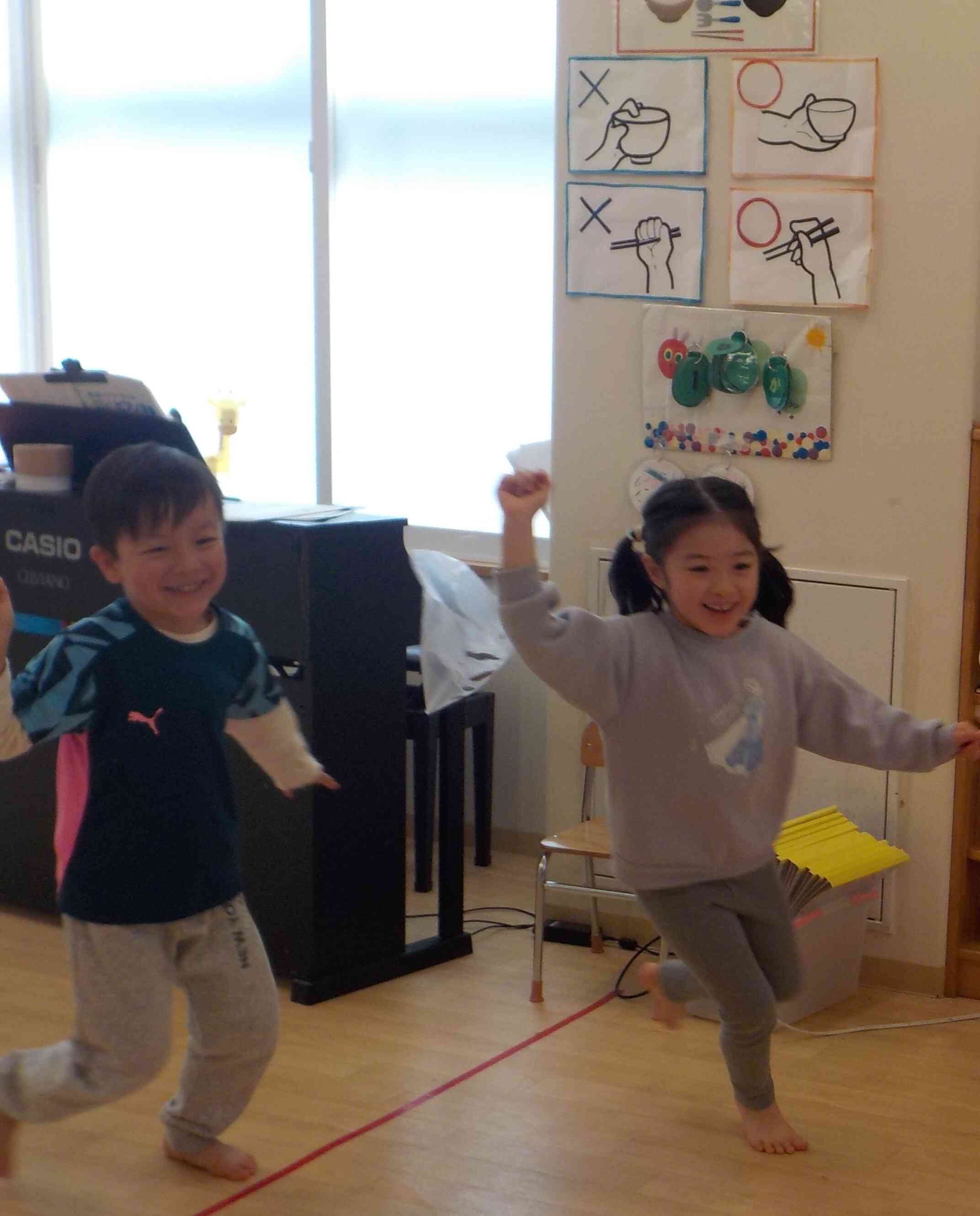 凧あげの練習中