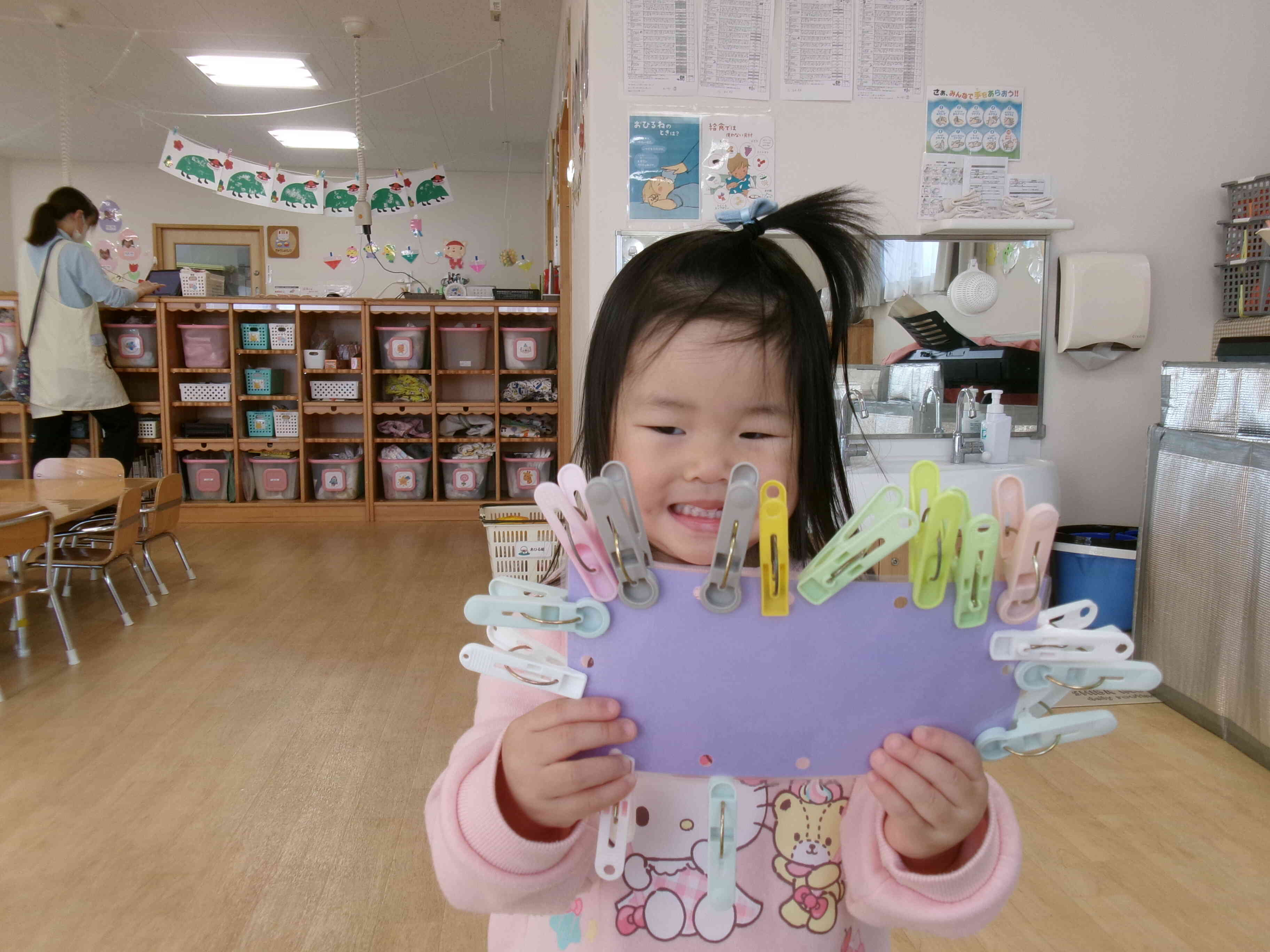 洗濯バサミをこんなにたくさん付けれたよ！