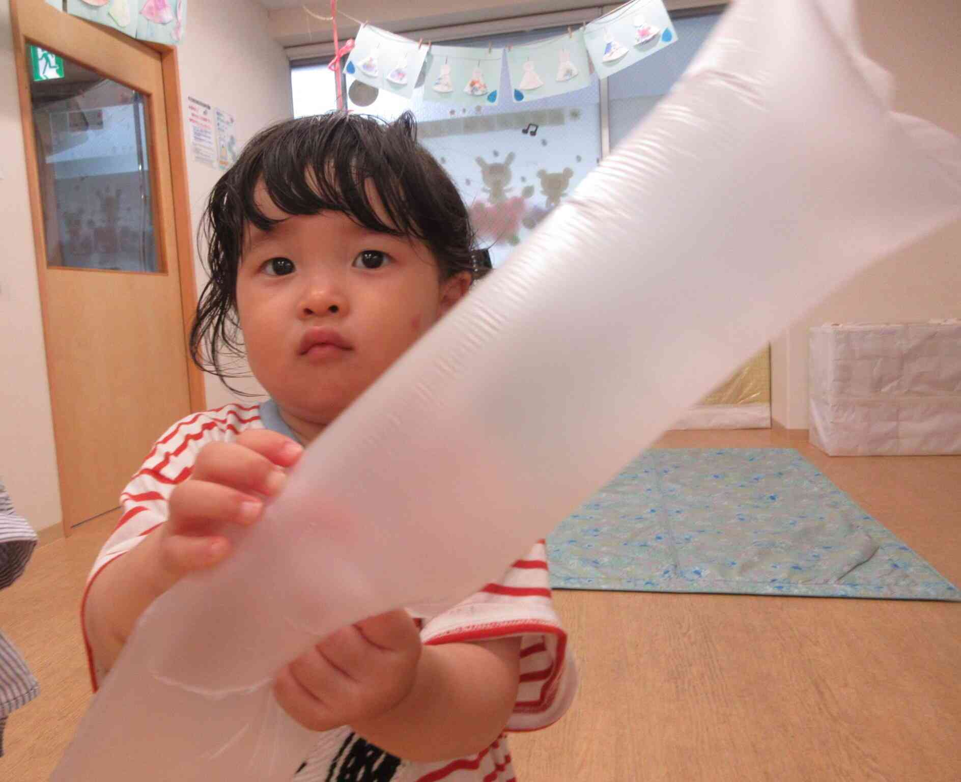 先生に空気を入れてもらったよ！