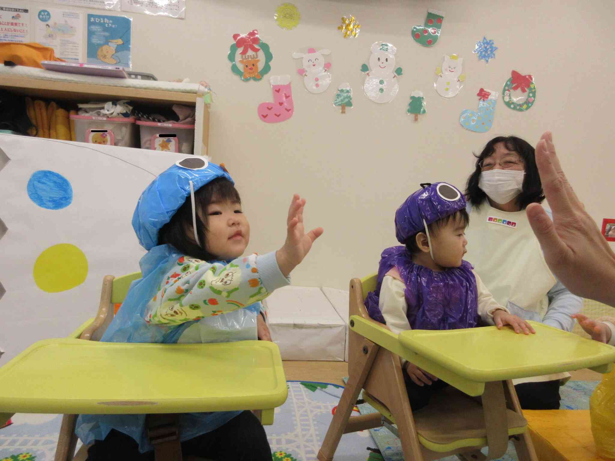 「お返事ハイ!」で上手に手を挙げることが出来ました!