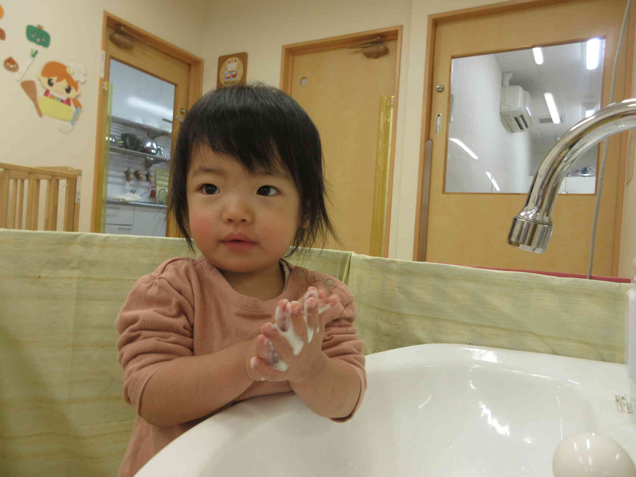 手を洗うことも上手です☆