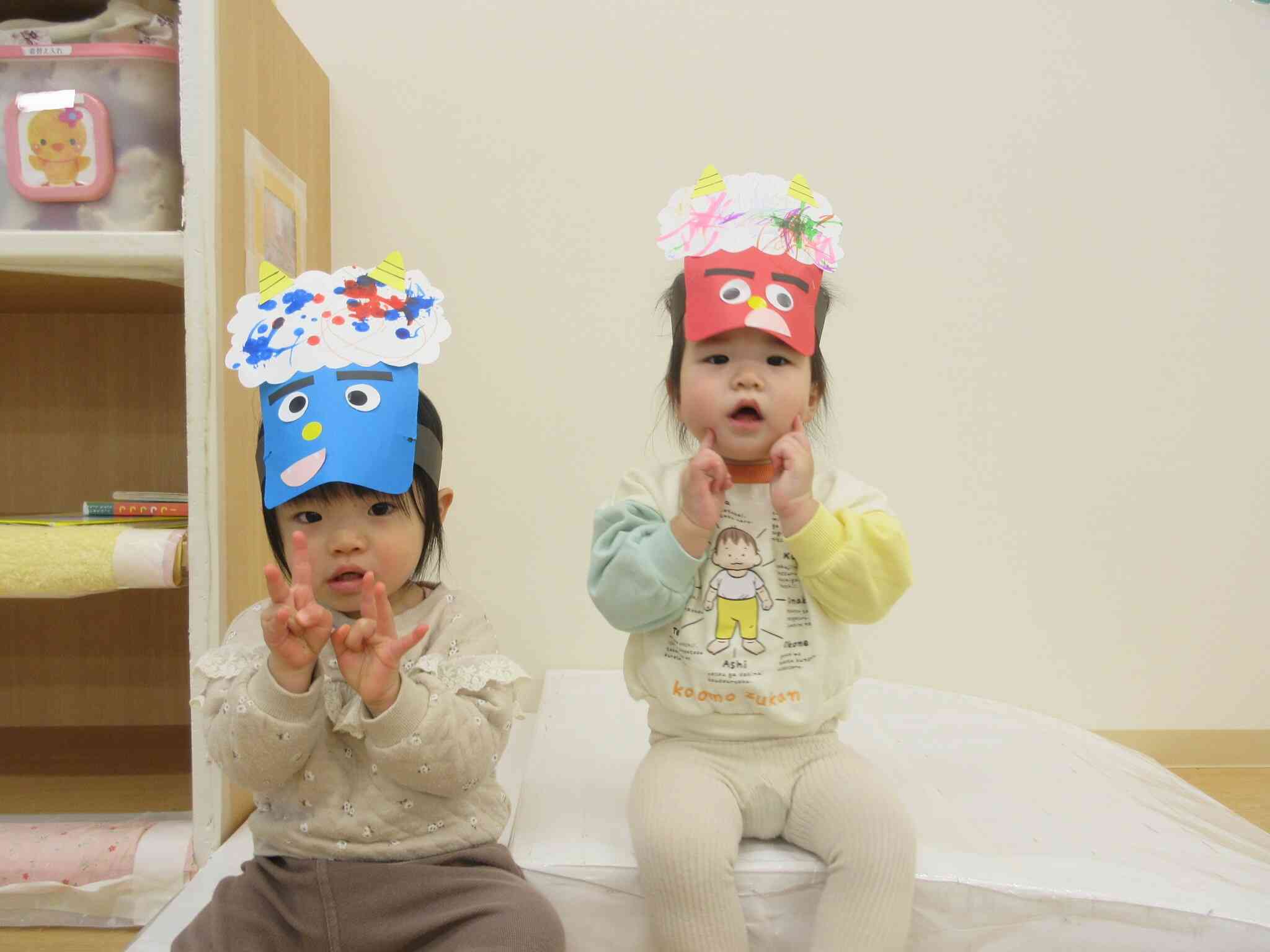 可愛い鬼のお面が完成しました♡