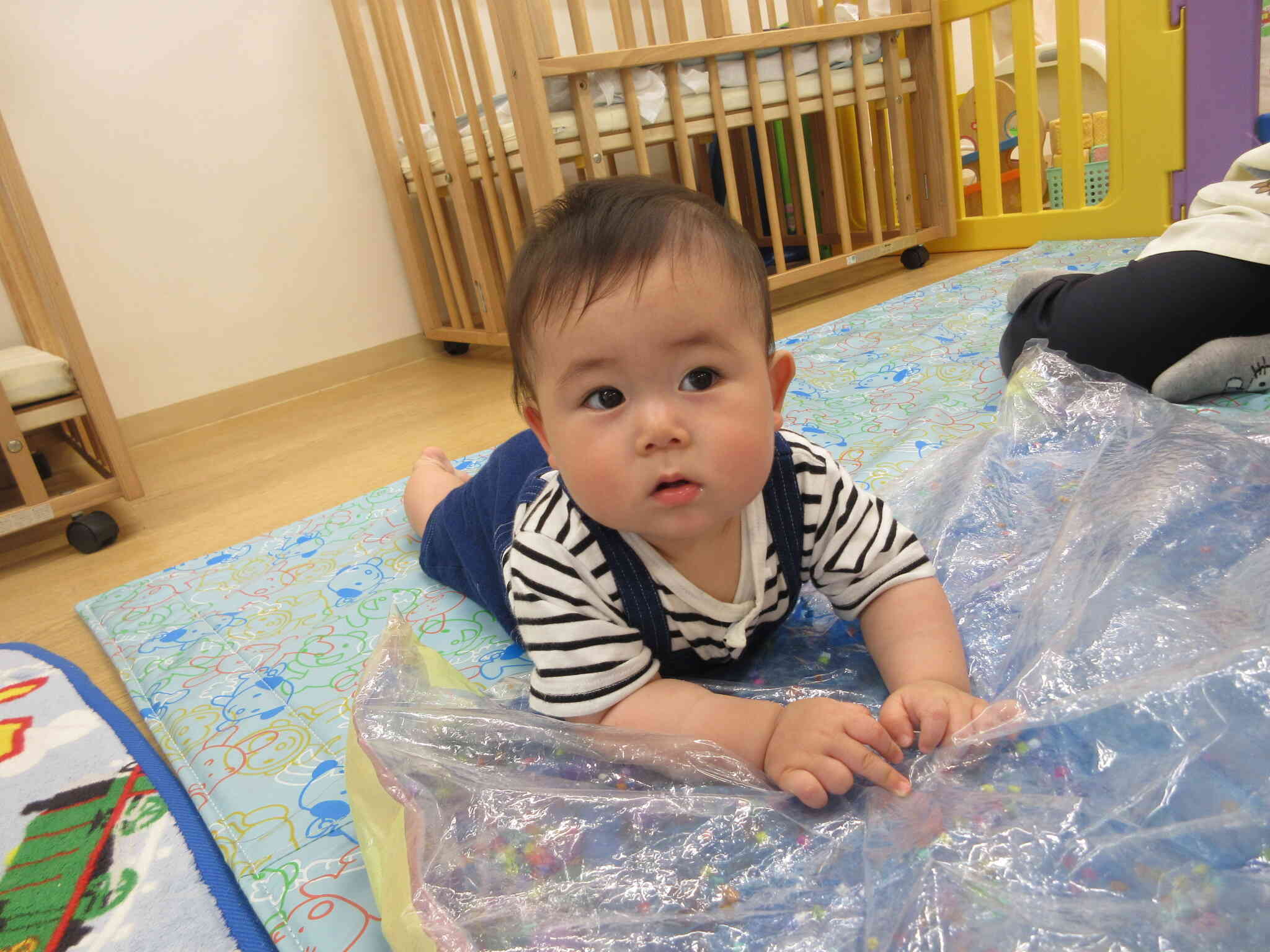 ひよこ組さんは天の川のウォーターマットに触れて遊びました☆