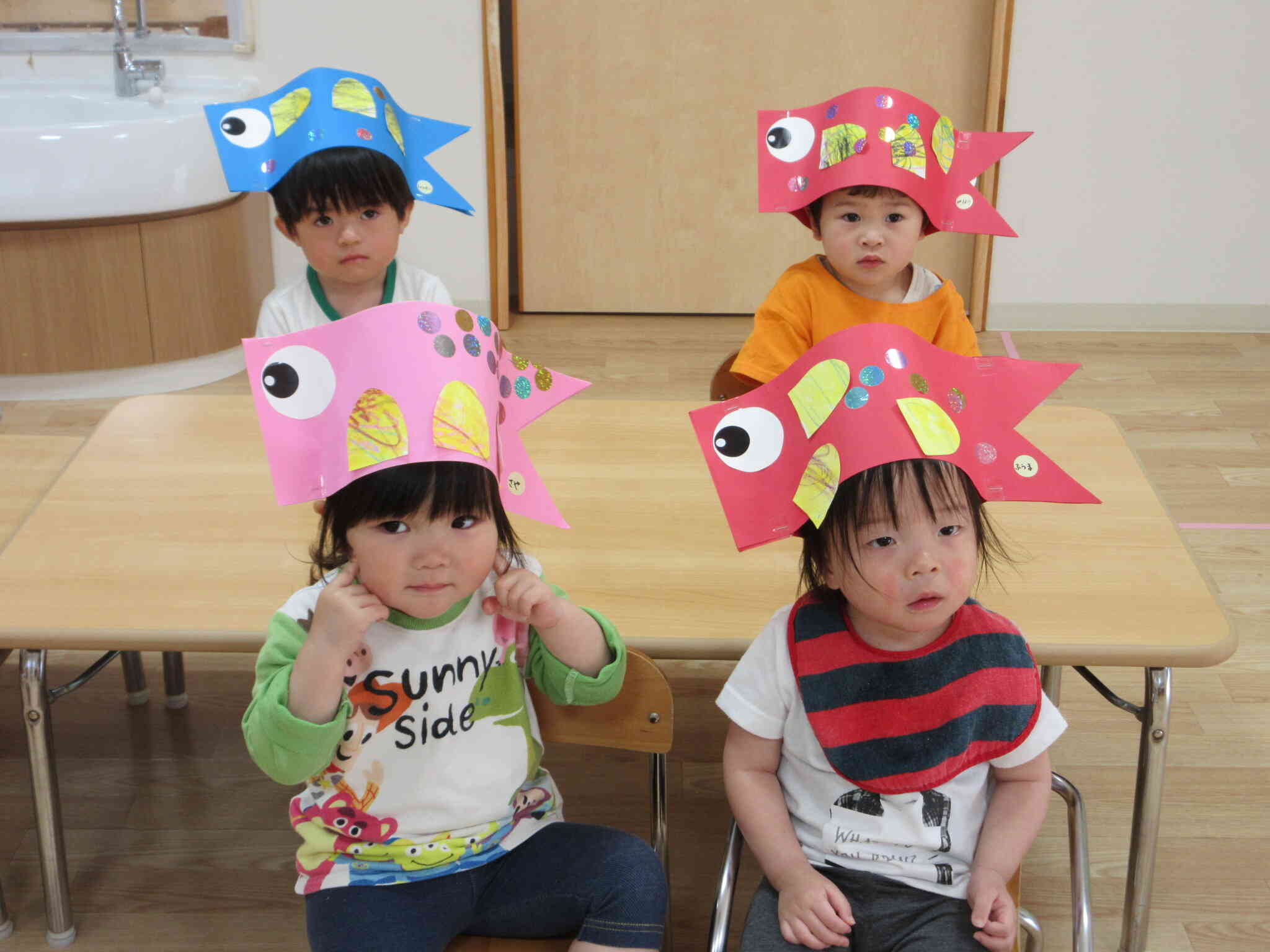 こいのぼり帽子、みんな似合っているよ♪