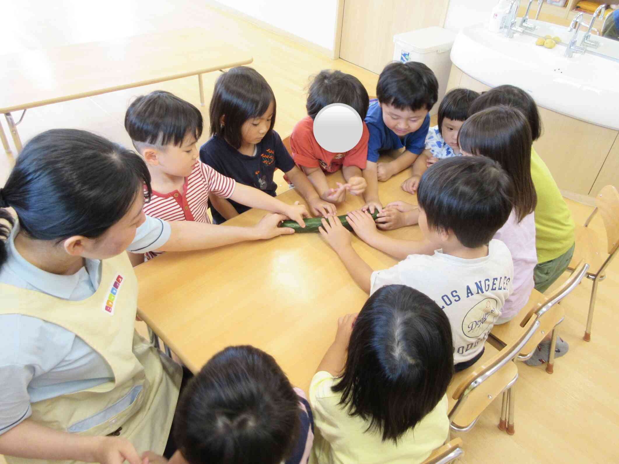 野菜の観察① りす組(3歳児)・ぱんだ組(4歳児)・きりん組(5歳児)