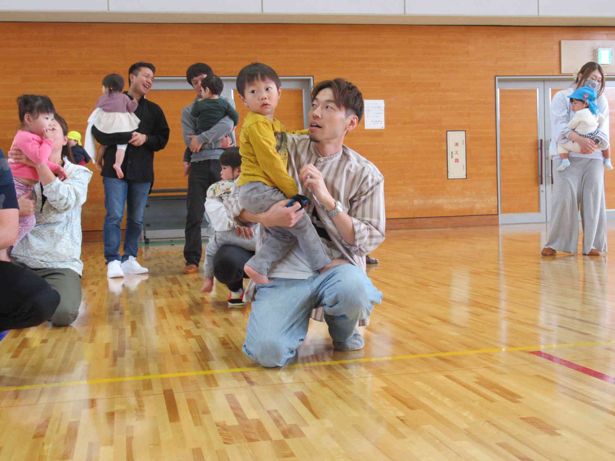 お父さんとがんばるぞー。