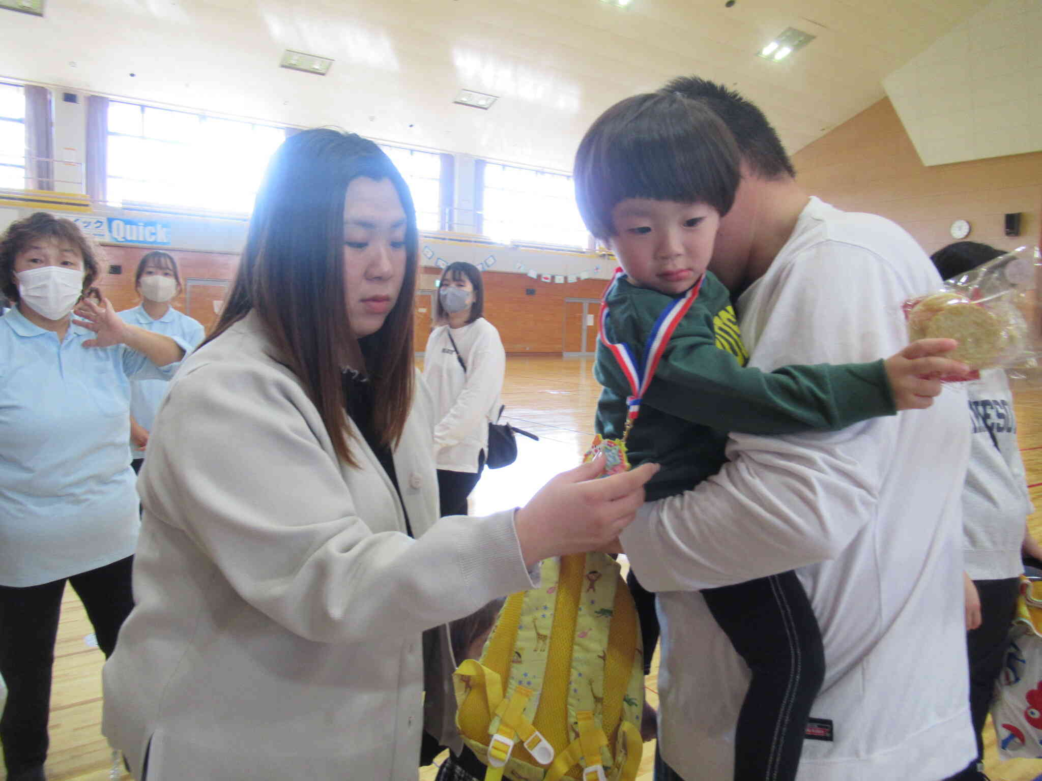 最後にメダルをもらいました。頑張りましたね！