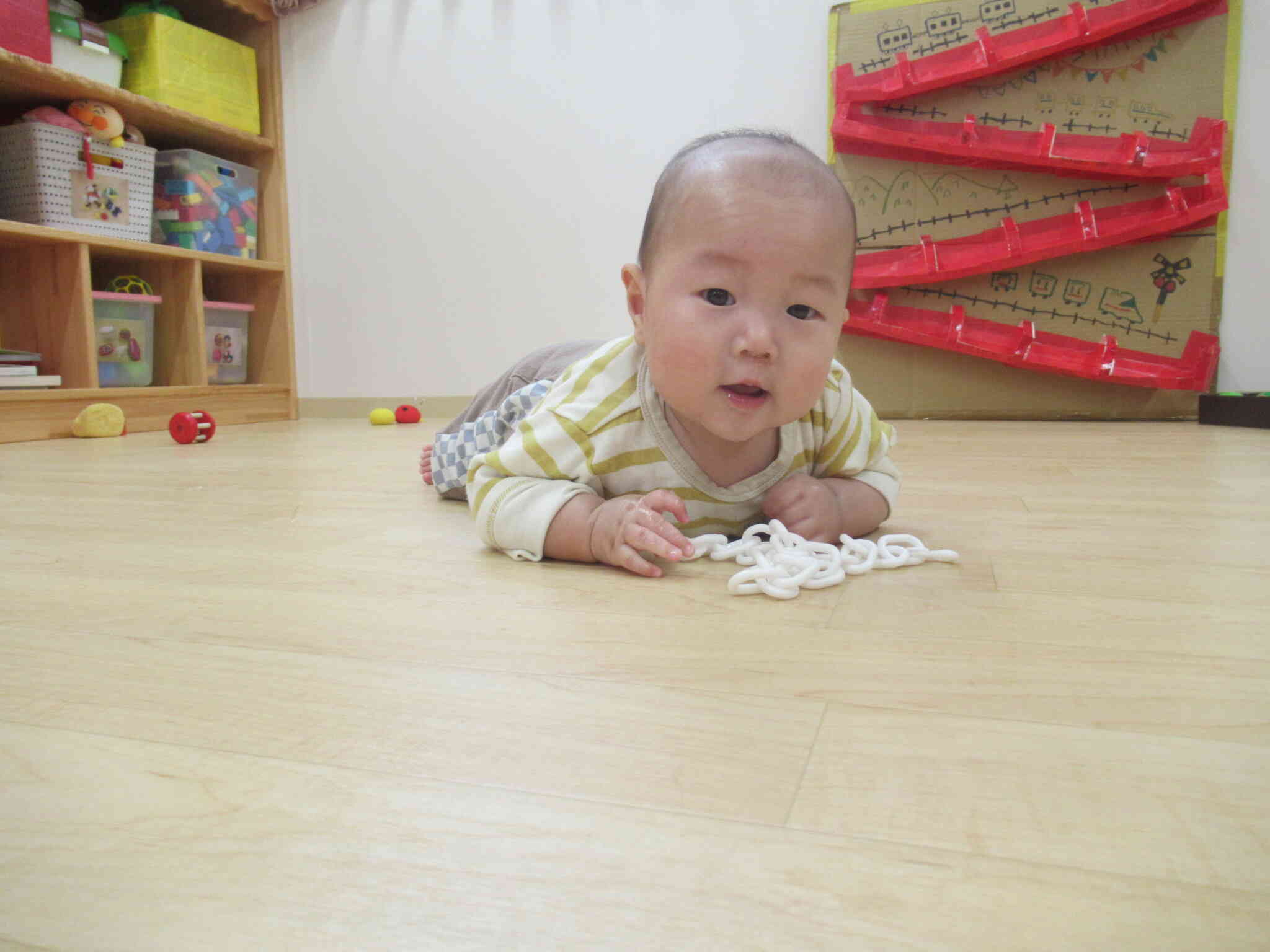 おもちゃめがけて、ずんずん進みます。スピードが速く、驚かされます！