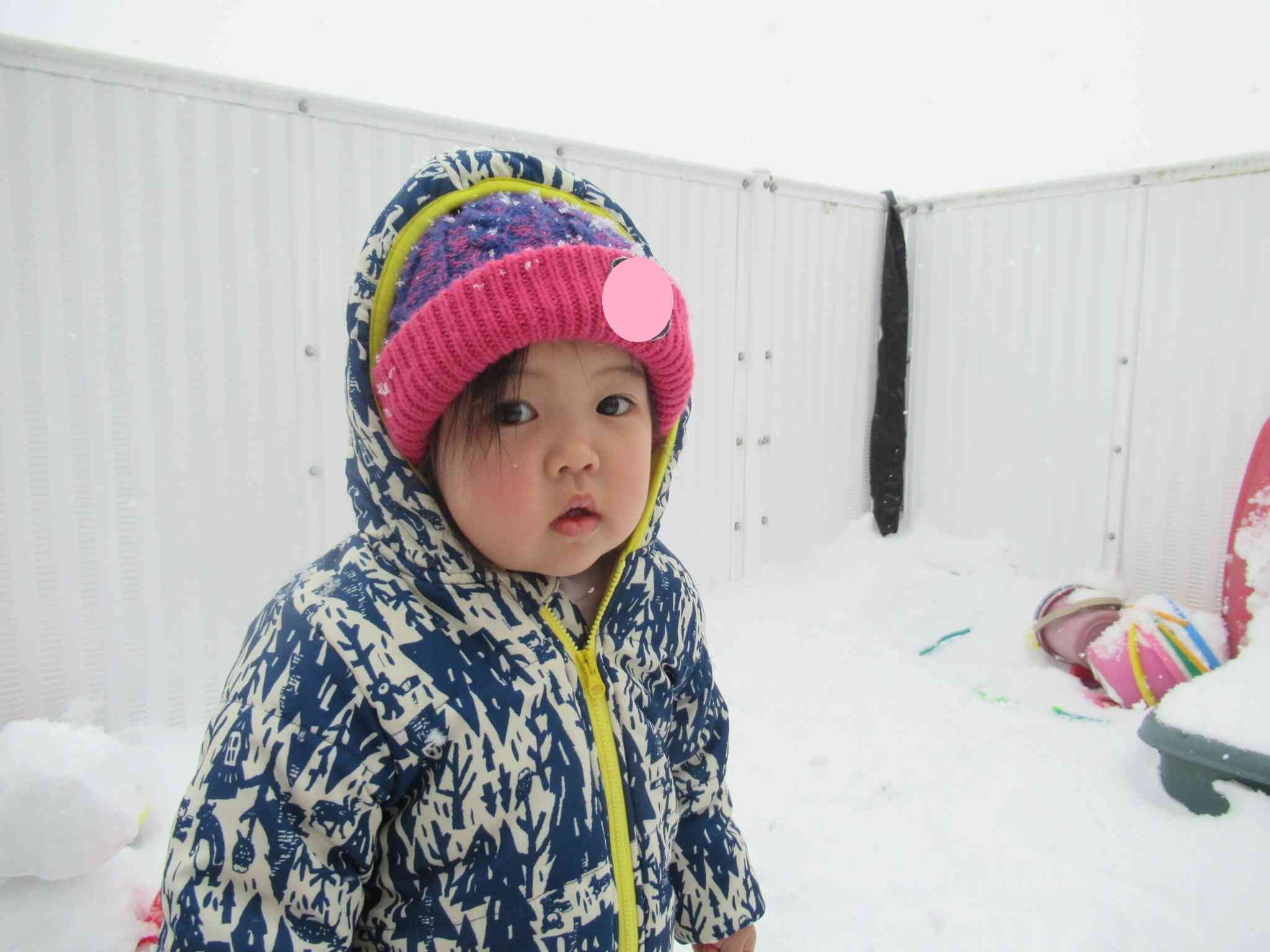 初めての雪遊びです